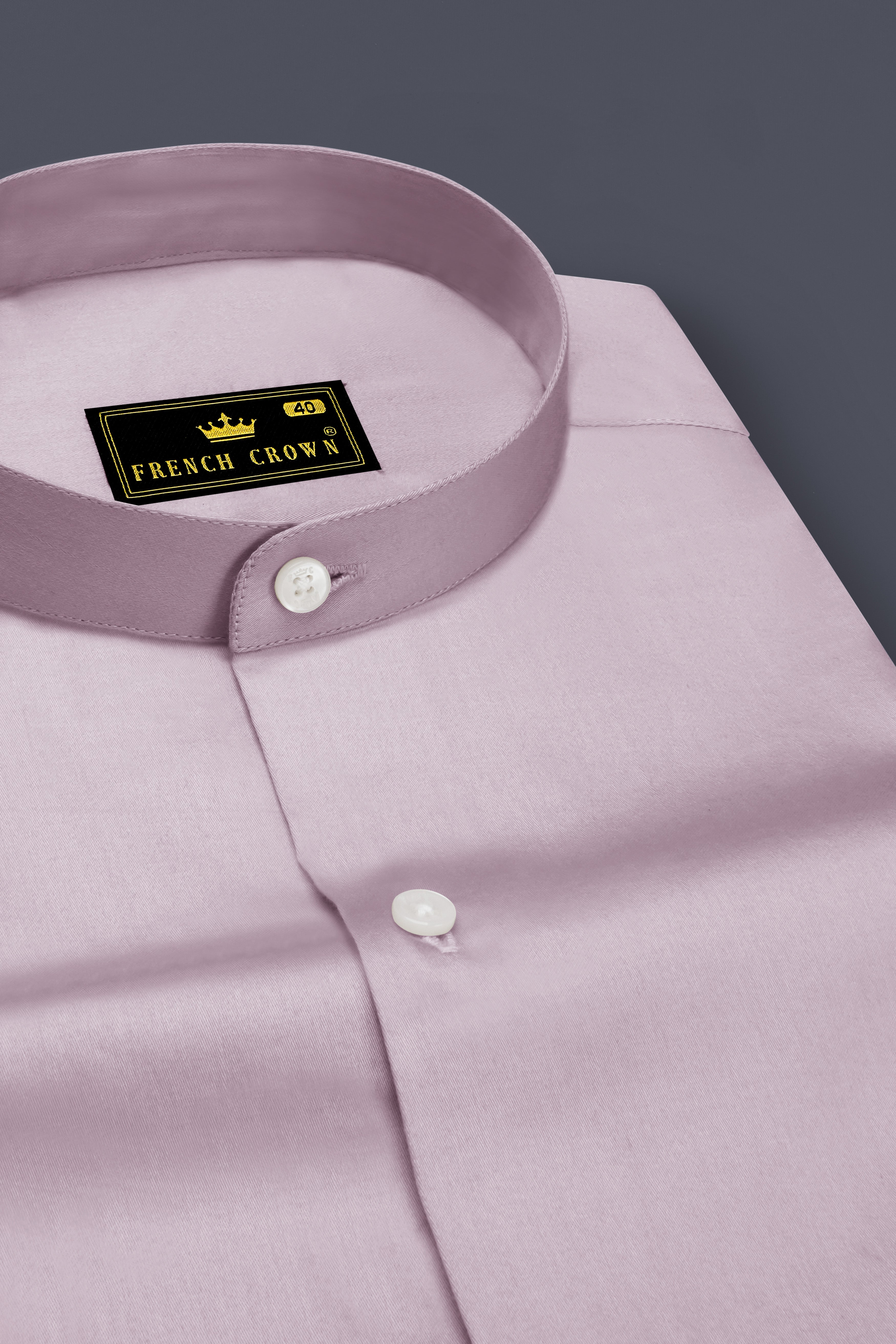 Coutaro-Plum Pink Subtle Sheen Super Soft Premium Cotton Mandarin Dress Shirt