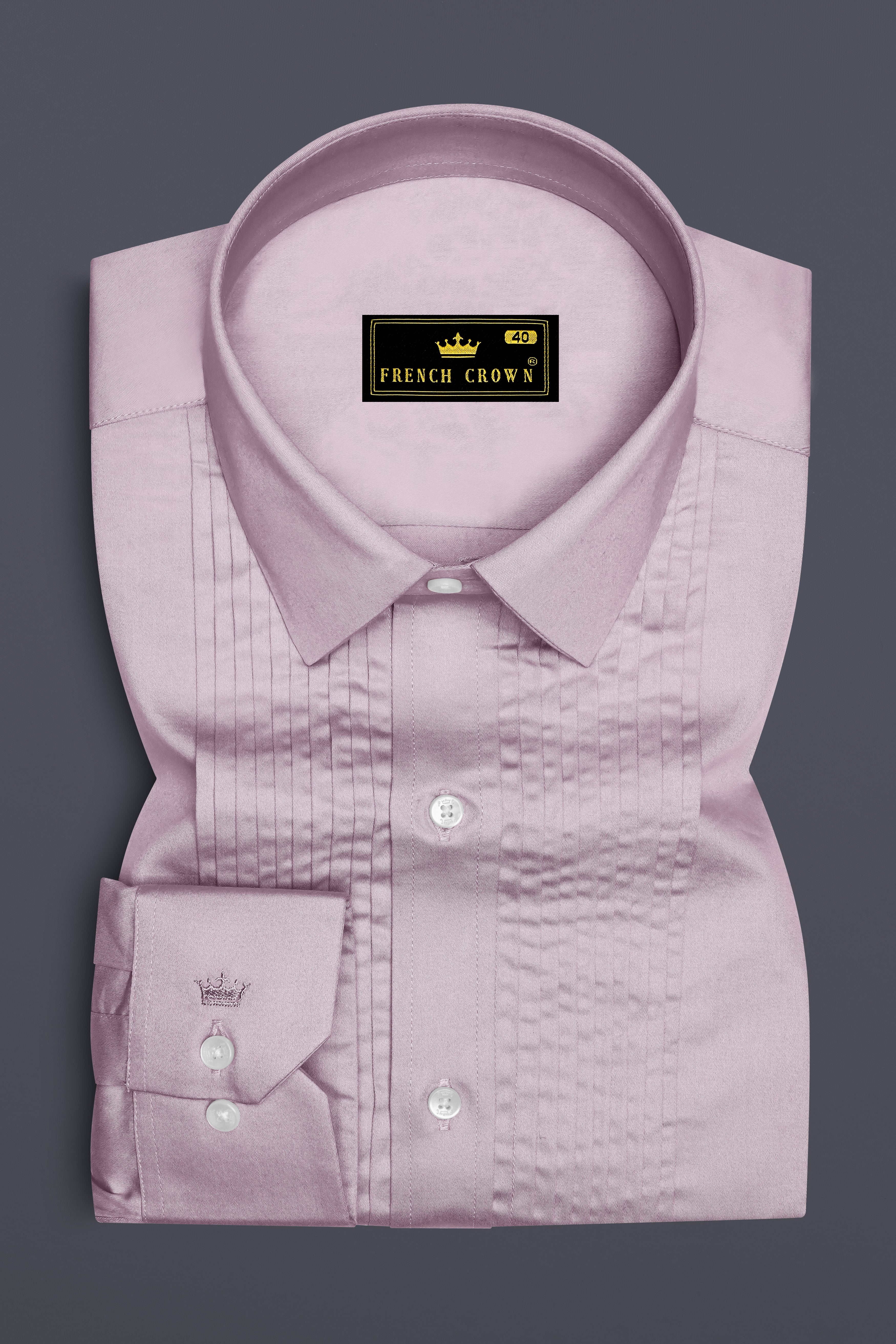 Coutaro-Plum Pink Subtle Sheen Super Soft Premium Cotton Tuxedo Dress Shirt