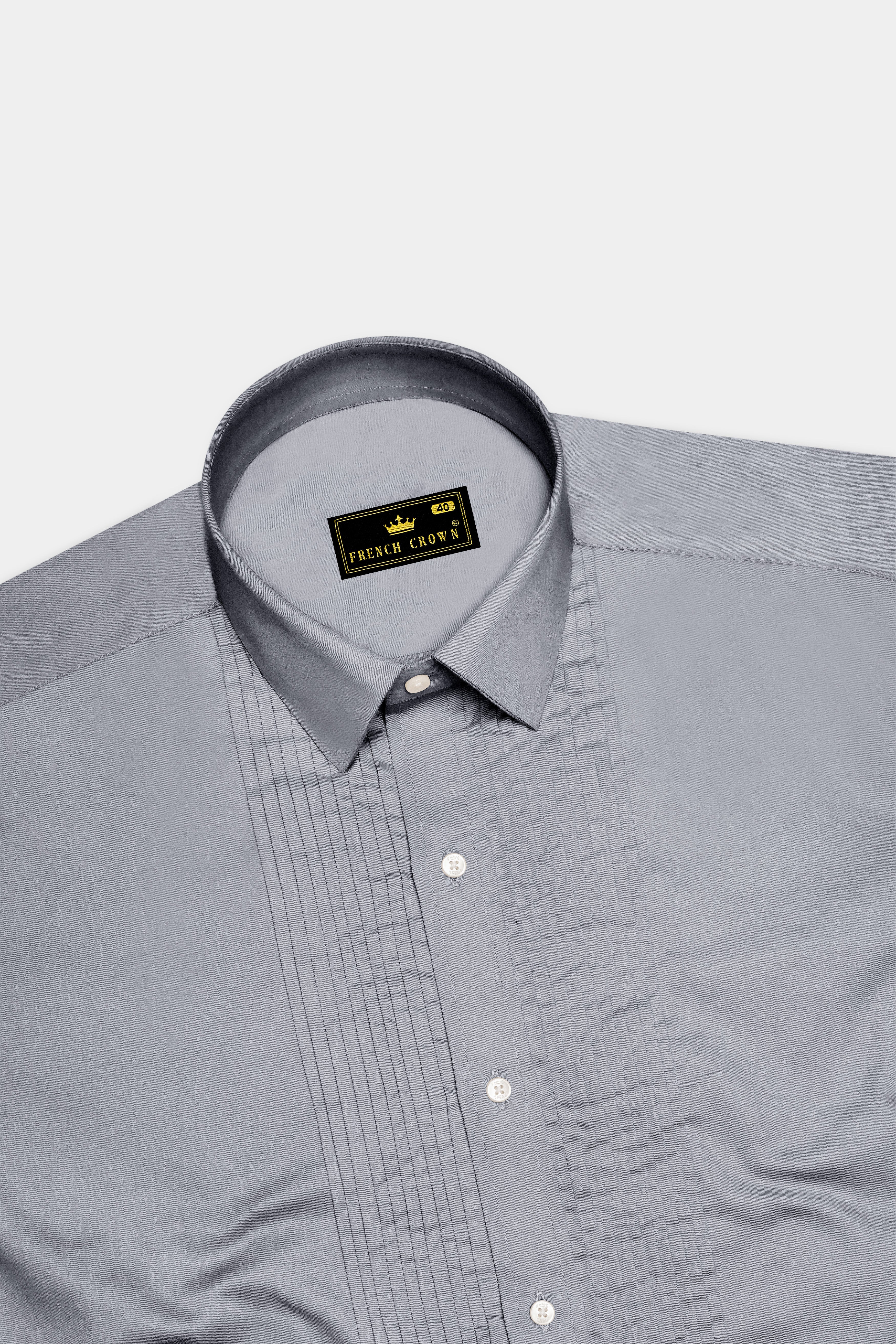 Grisoro-Slate Gray Subtle Sheen Super Soft Premium Cotton Tuxedo Dress Shirt