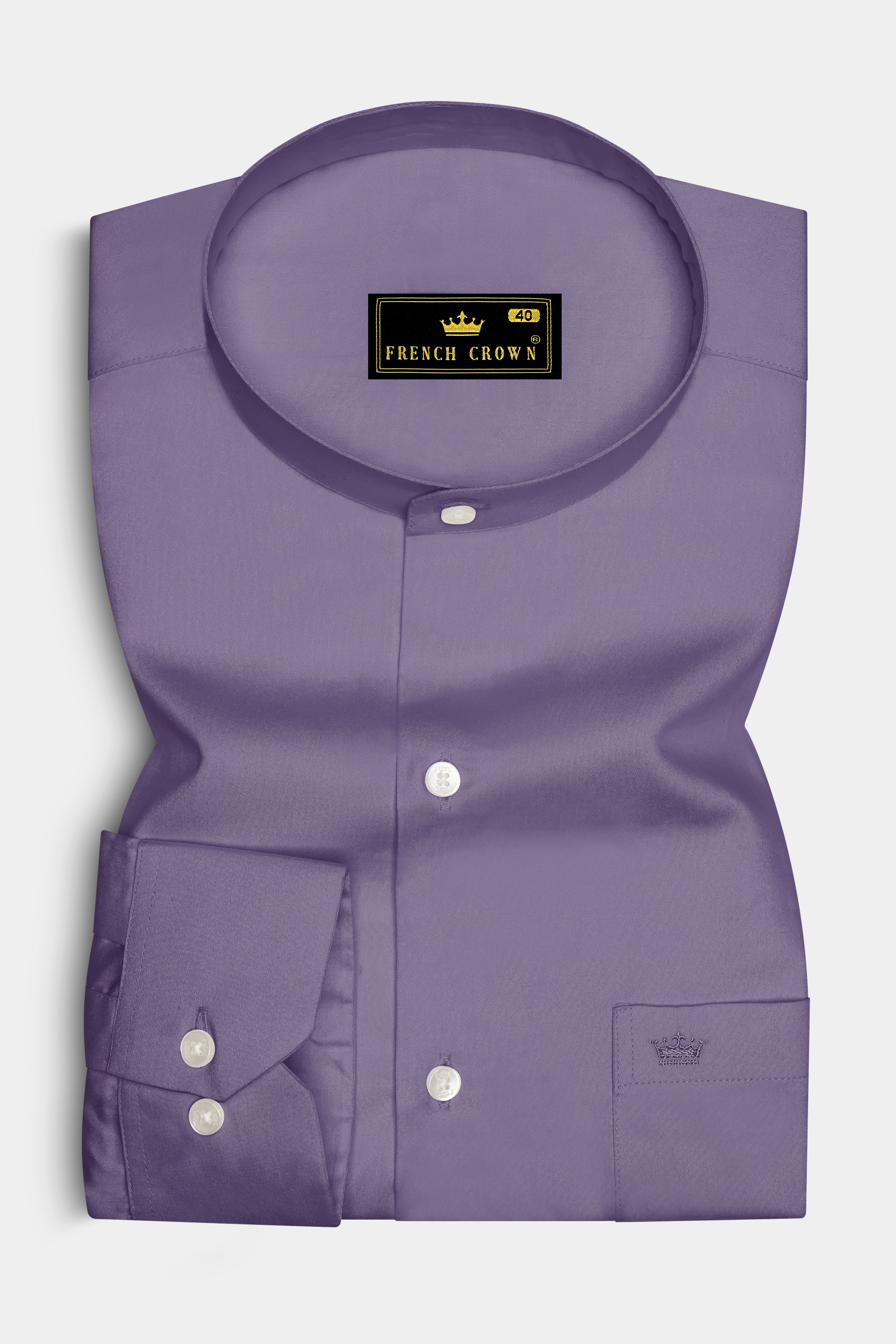 Violoro-Mobster Purple Subtle Sheen Super Soft Premium Cotton Mandarin Dress Shirt