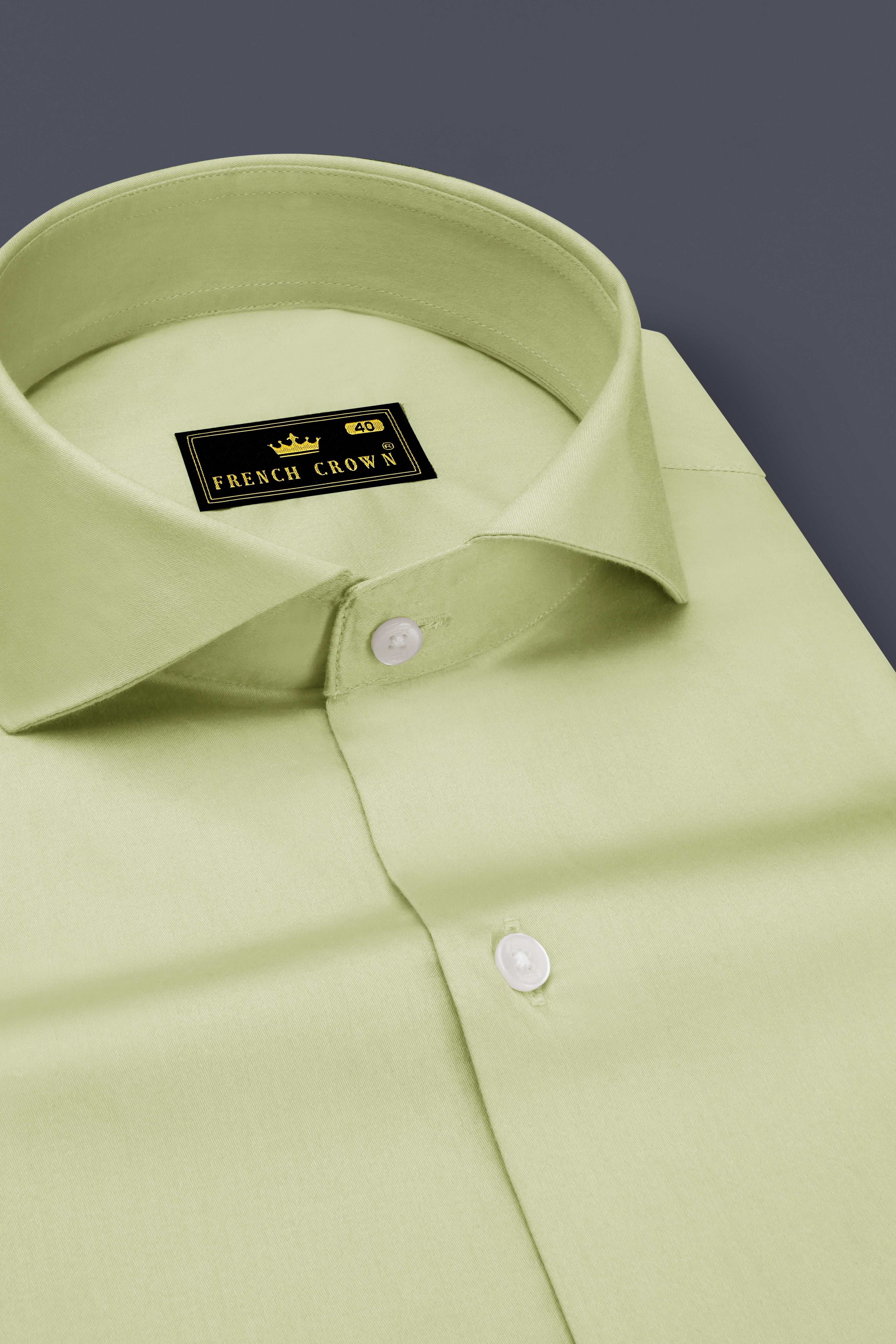 Florvoro-Thistle Green Subtle Sheen Super Soft Premium Cotton Cut Away Collar Dress Shirt