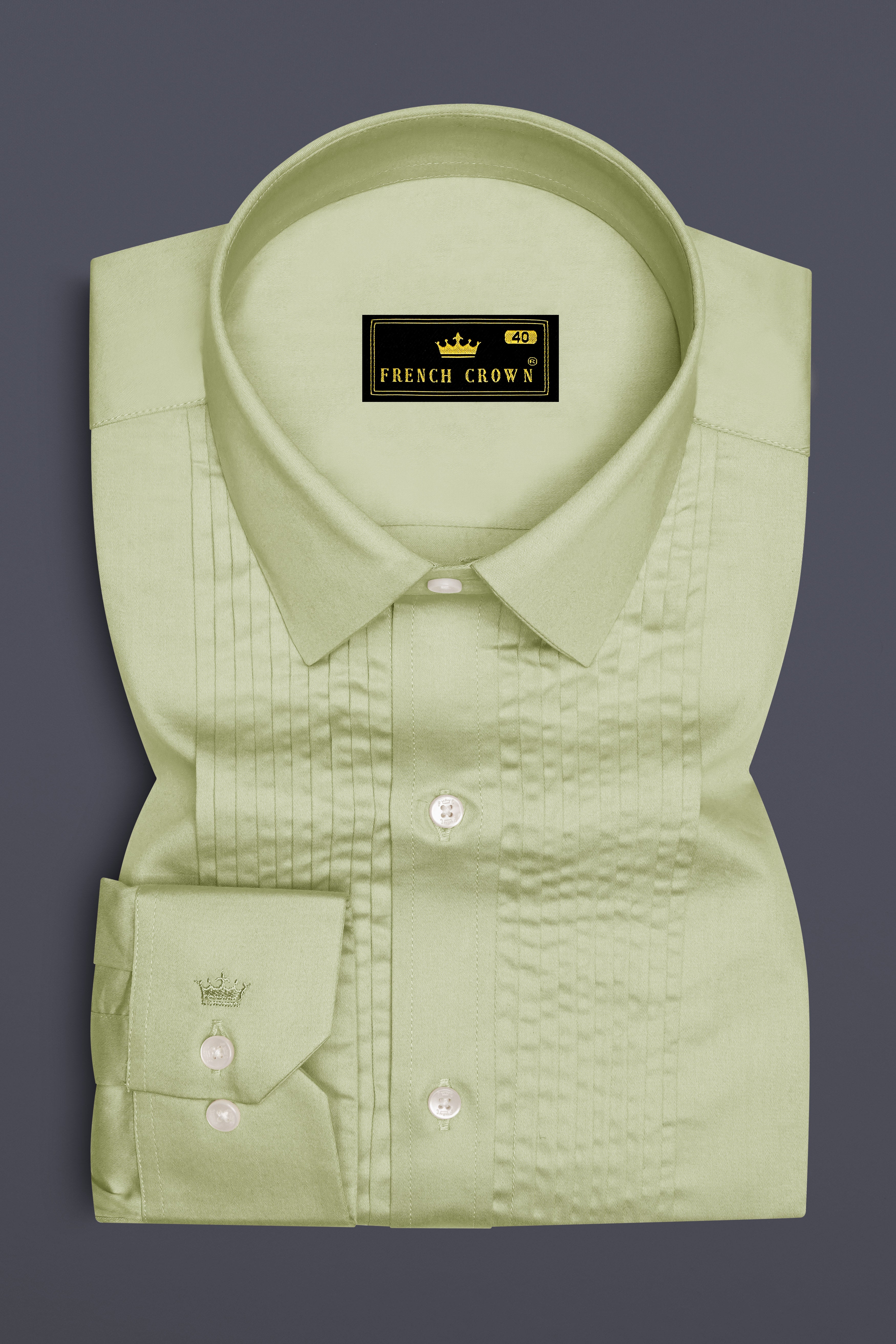 Florvoro-Thistle Green Subtle Sheen Super Soft Premium Cotton Tuxedo Dress Shirt