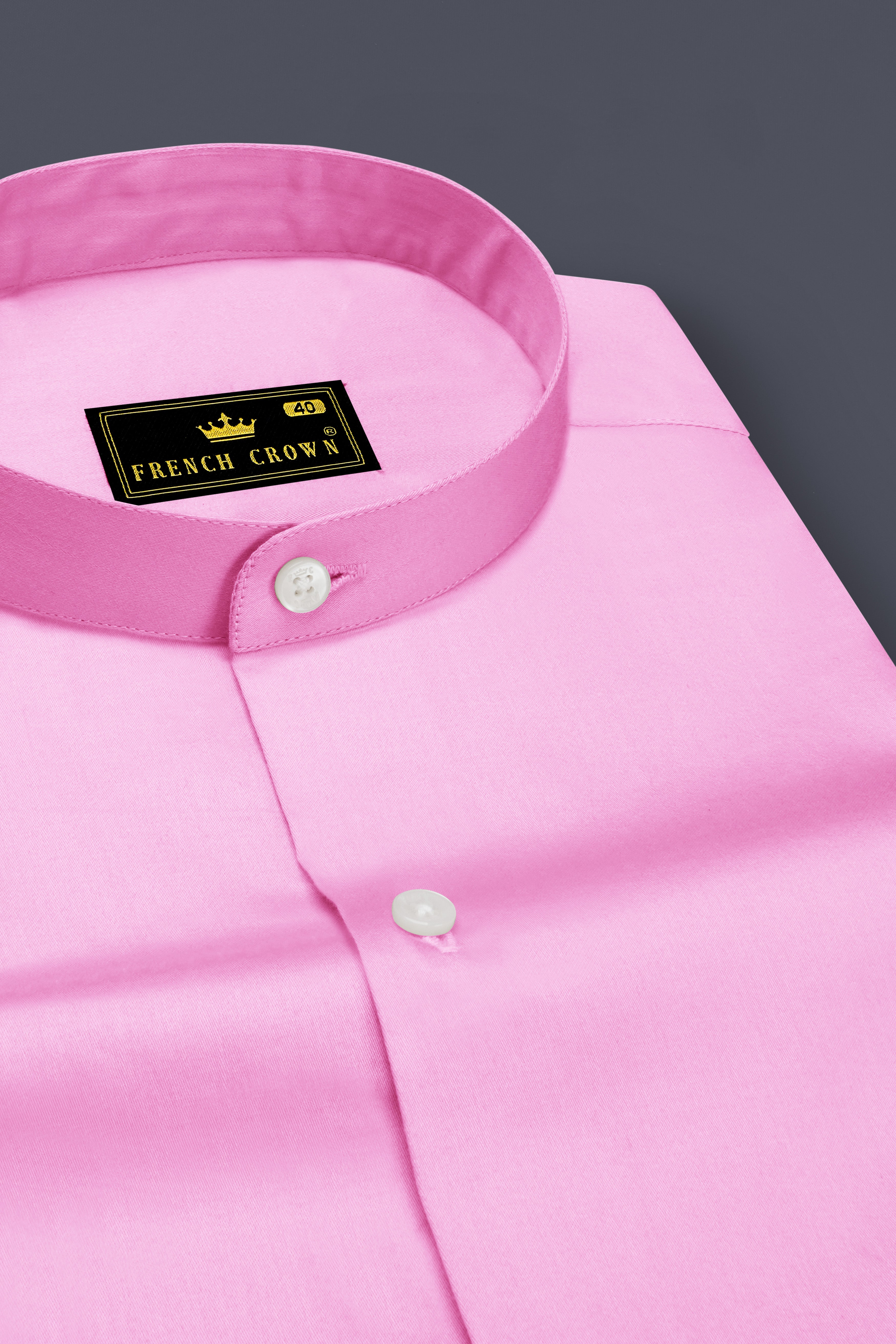Blushoro-Illusion Pink Subtle Sheen Super Soft Premium Cotton Mandarin Dress Shirt
