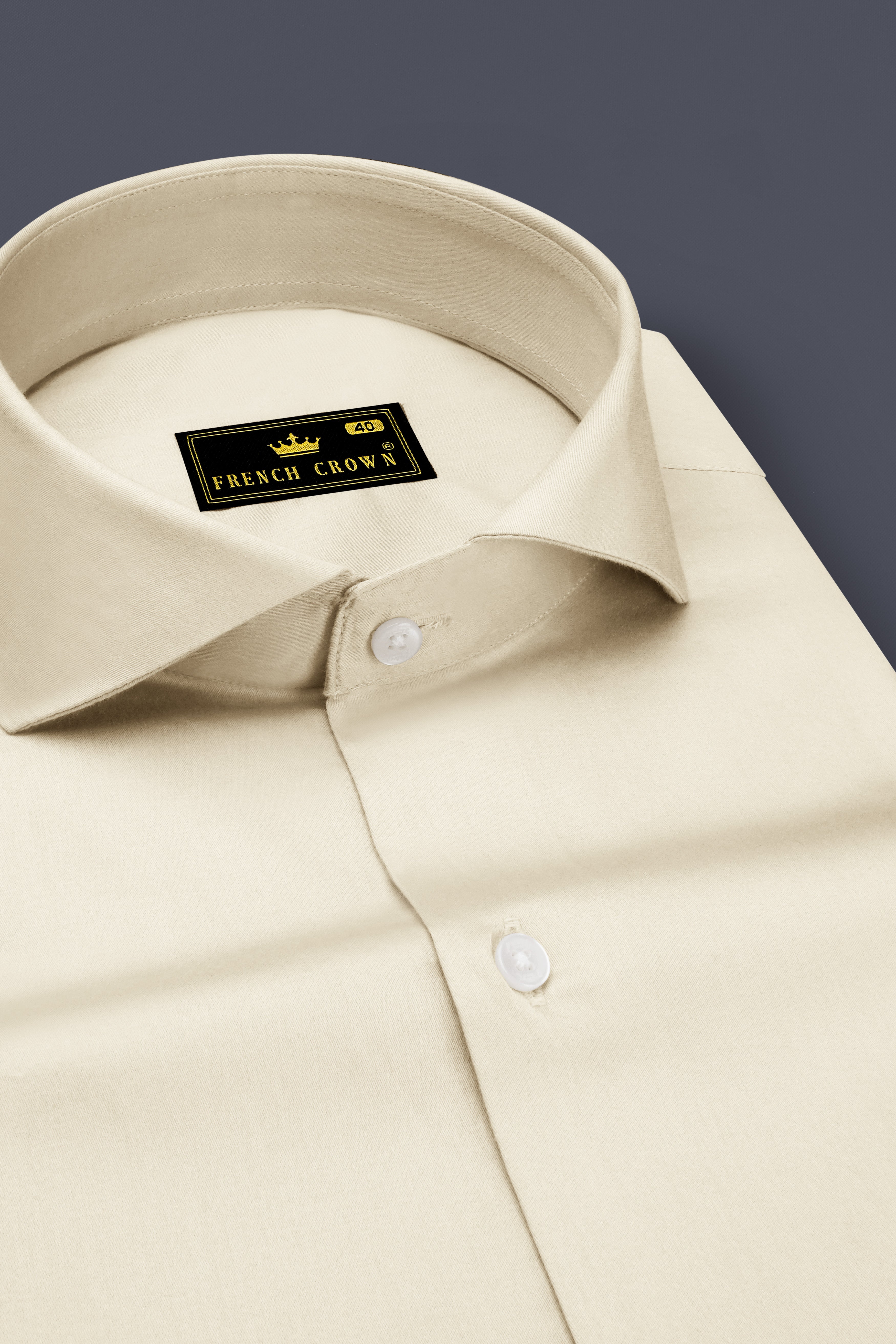 Ivoro-Cornsilk Cream Subtle Sheen Super Soft Premium Cotton Cut Away Collar Dress Shirt