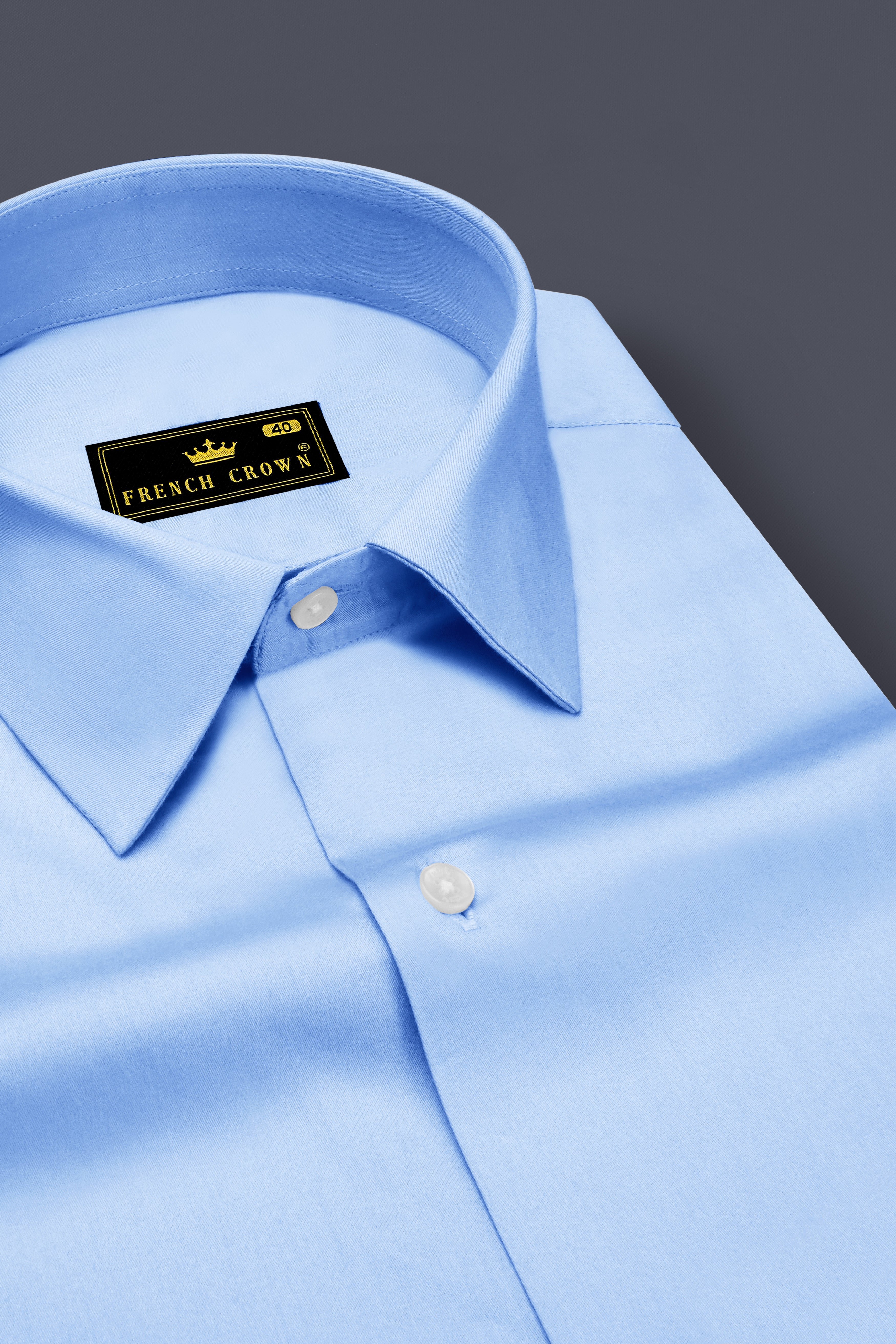 Argento-Steel Blue Subtle Sheen Super Soft Premium Cotton Dress Shirt