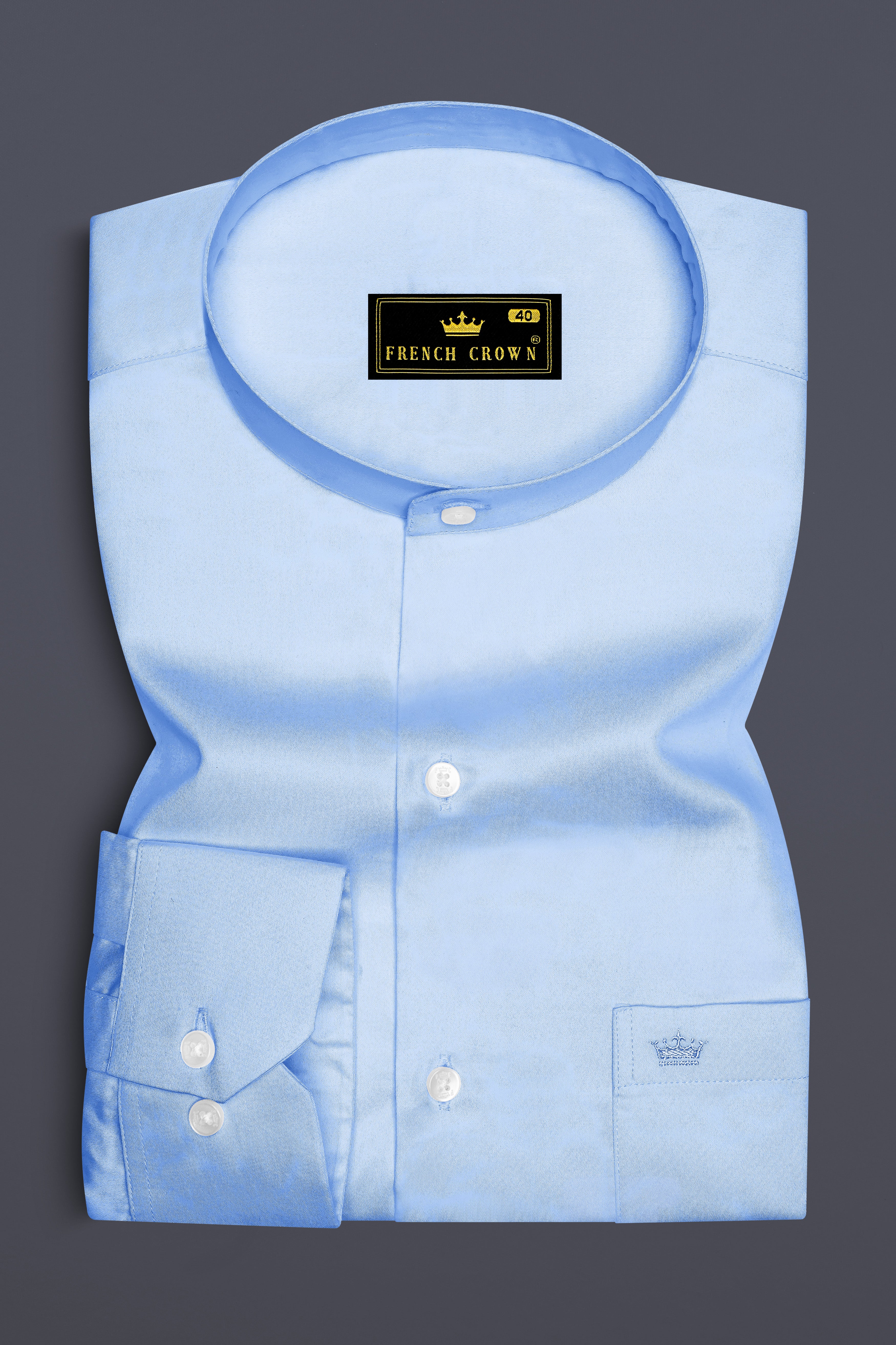 Argento-Steel Blue Subtle Sheen Super Soft Premium Cotton Mandarin Dress Shirt 14223-M-38, 14223-M-H-38, 14223-M-39, 14223-M-H-39, 14223-M-40, 14223-M-H-40, 14223-M-42, 14223-M-H-42, 14223-M-44, 14223-M-H-44, 14223-M-46, 14223-M-H-46, 14223-M-48, 14223-M-H-48, 14223-M-50, 14223-M-H-50, 14223-M-52, 14223-M-H-52