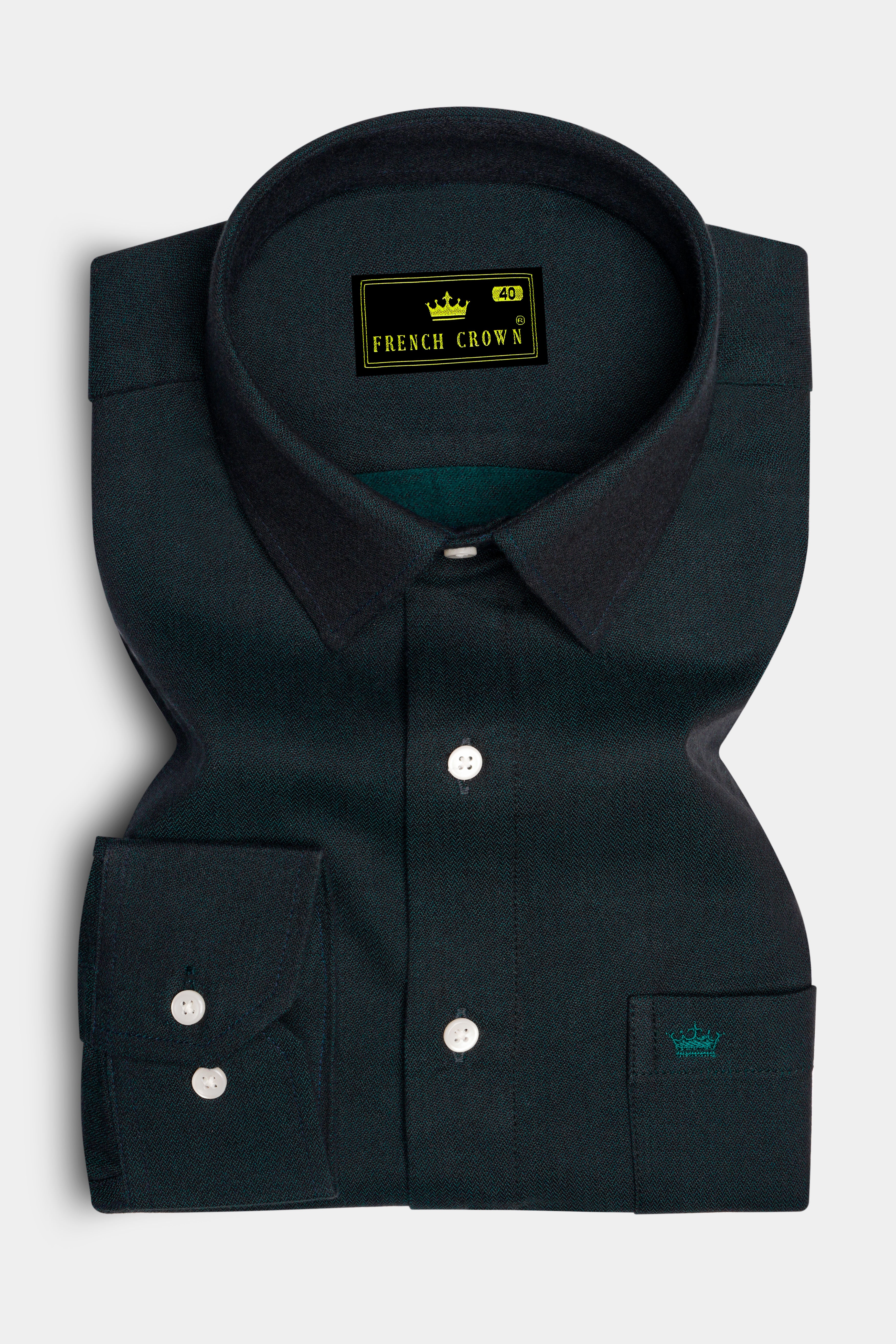 Verdoro-Racing Green Dobby Textured Premium Giza Cotton Dress Shirt