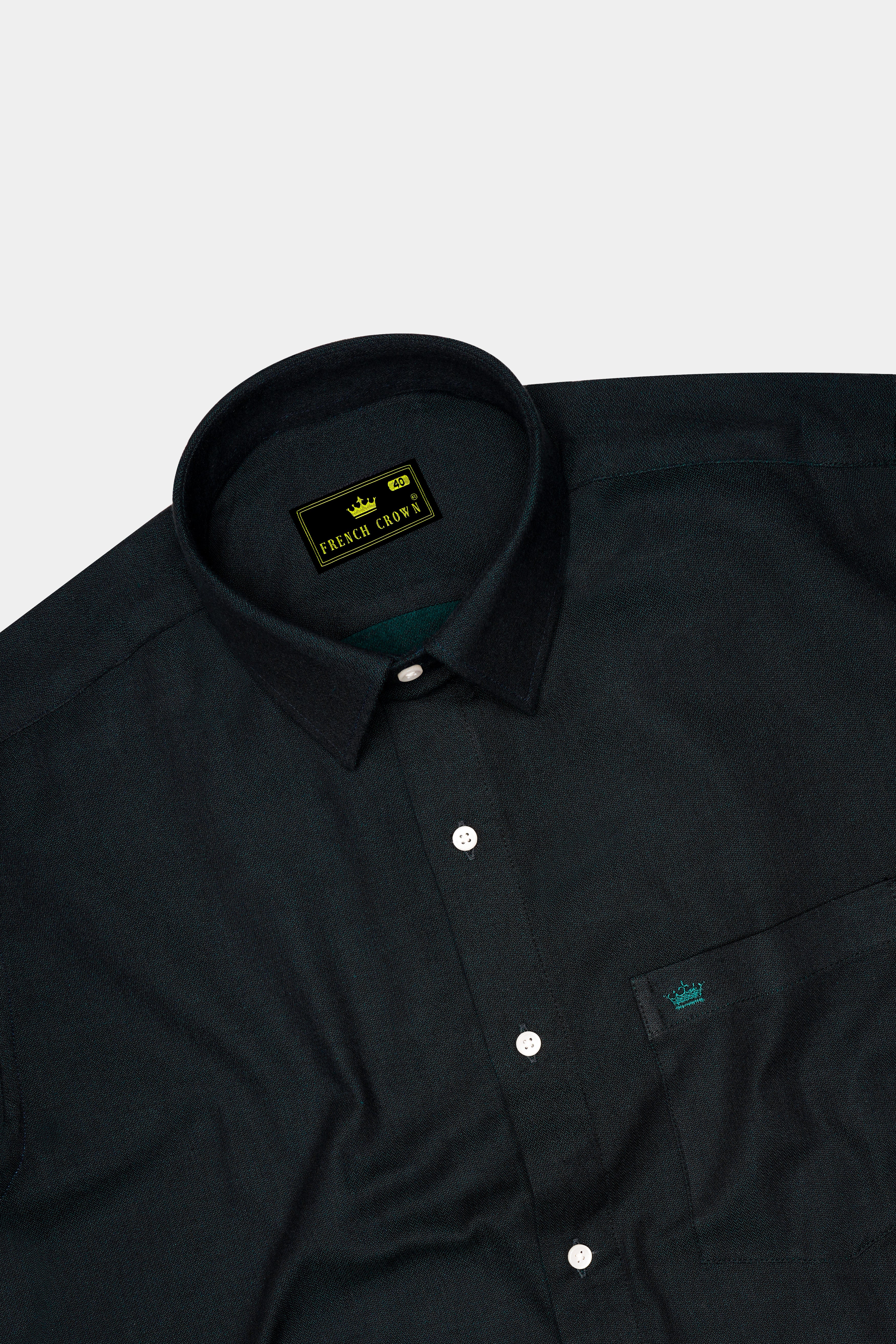 Verdoro-Racing Green Dobby Textured Premium Giza Cotton Dress Shirt