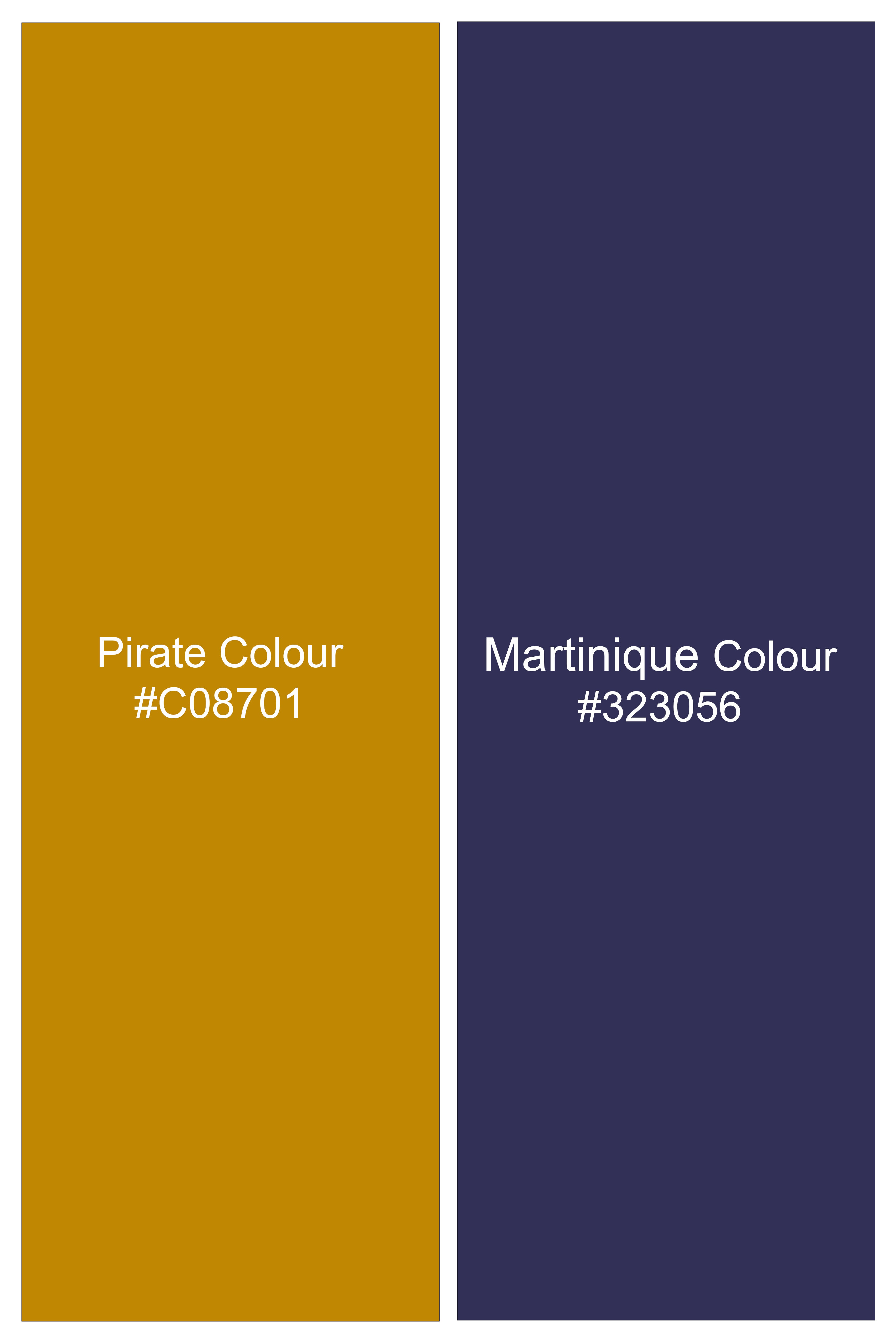 Solvoro-Pirate Yellow And Martinique Blue Plaid Dobby Premium Giza Cotton Casual Shirt