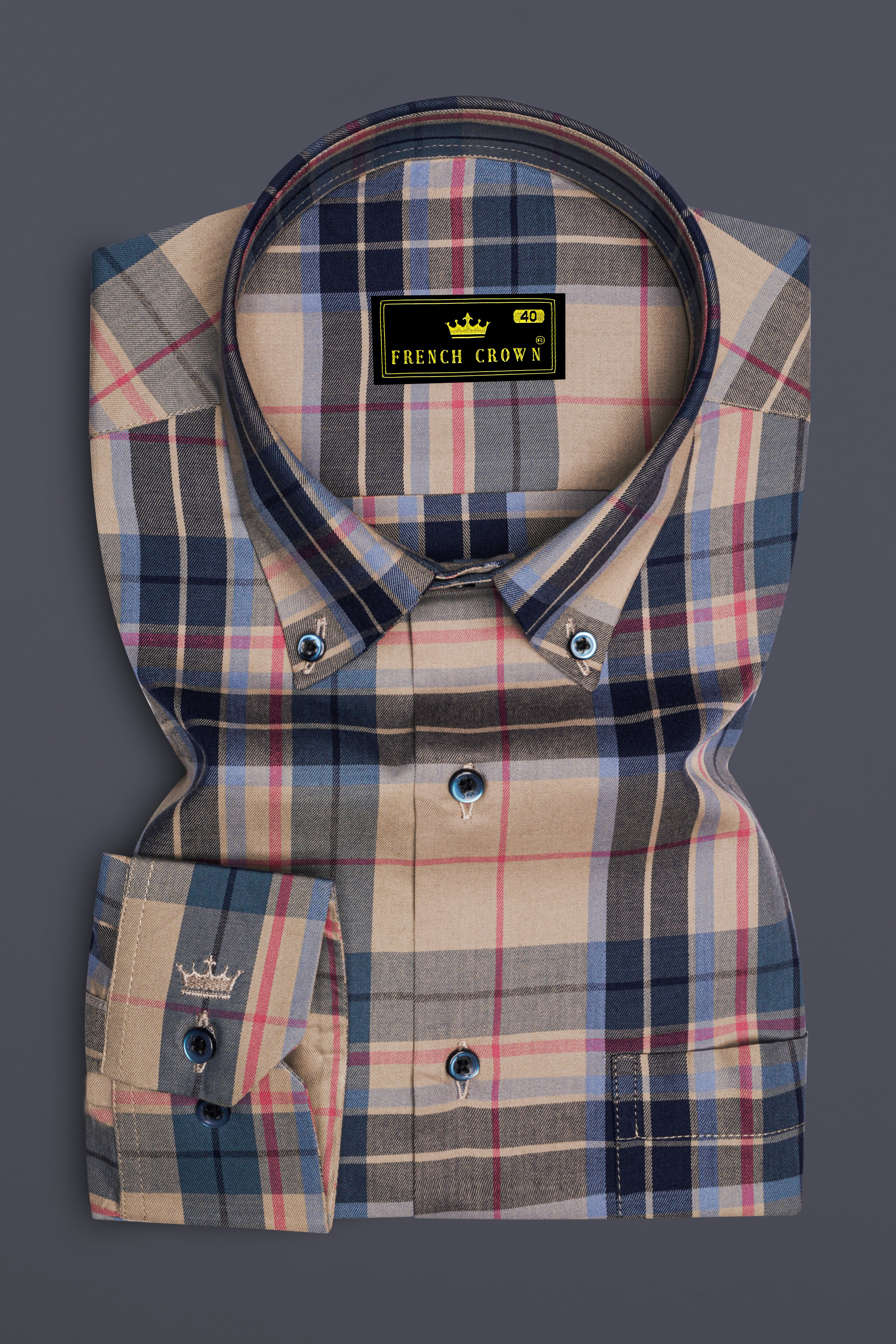 Opulor-Midnight Blue And Sandrift Cream Plaid Twill Premium Cotton Semi Formal Shirt 14243-BD-BLE-38, 14243-BD-BLE-H-38, 14243-BD-BLE-39, 14243-BD-BLE-H-39, 14243-BD-BLE-40, 14243-BD-BLE-H-40, 14243-BD-BLE-42, 14243-BD-BLE-H-42, 14243-BD-BLE-44, 14243-BD-BLE-H-44, 14243-BD-BLE-46, 14243-BD-BLE-H-46, 14243-BD-BLE-48, 14243-BD-BLE-H-48, 14243-BD-BLE-50, 14243-BD-BLE-H-50, 14243-BD-BLE-52, 14243-BD-BLE-H-52