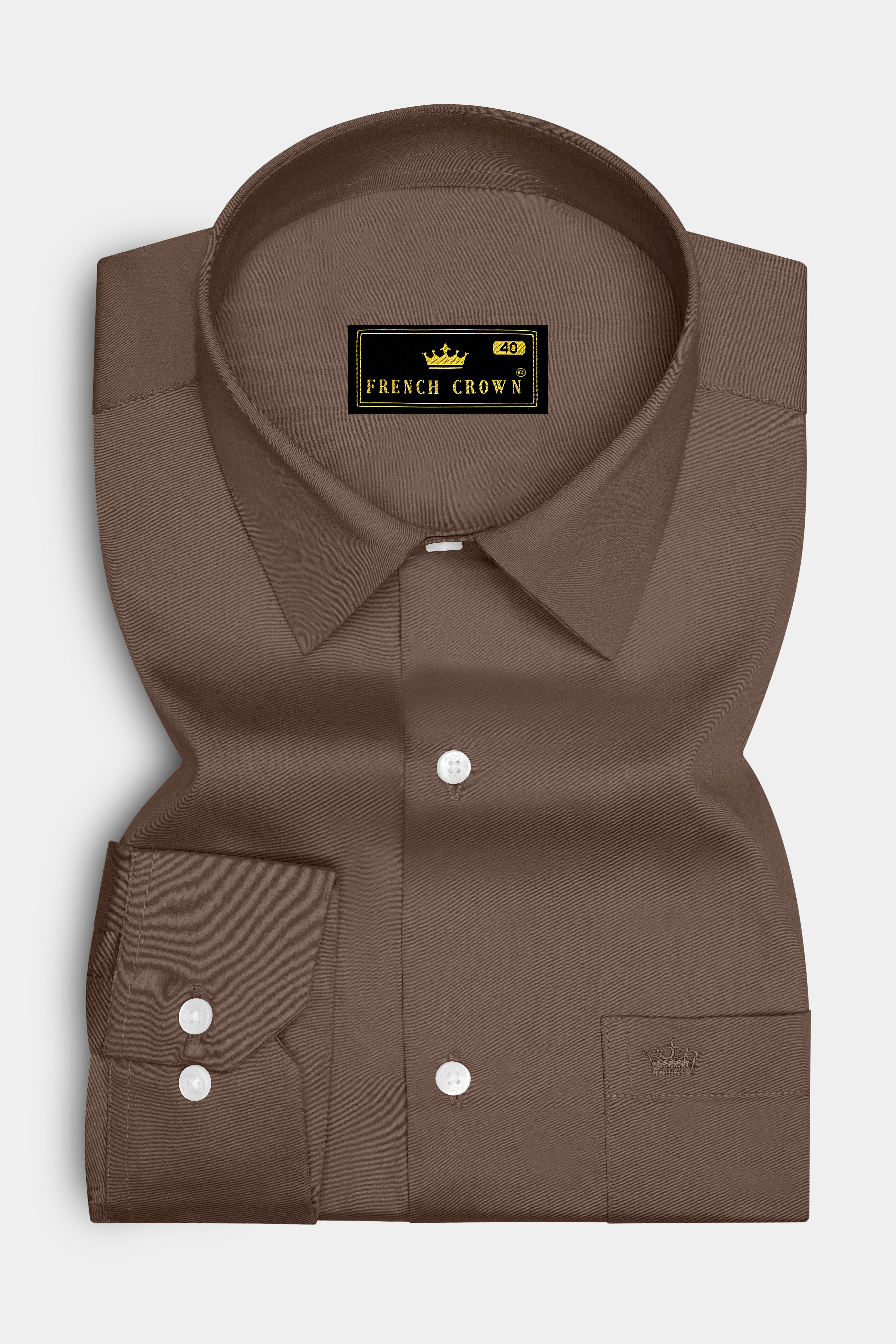Terraro Ferra Brown Subtle Sheen Super Soft Premium Cotton Dress Shirt