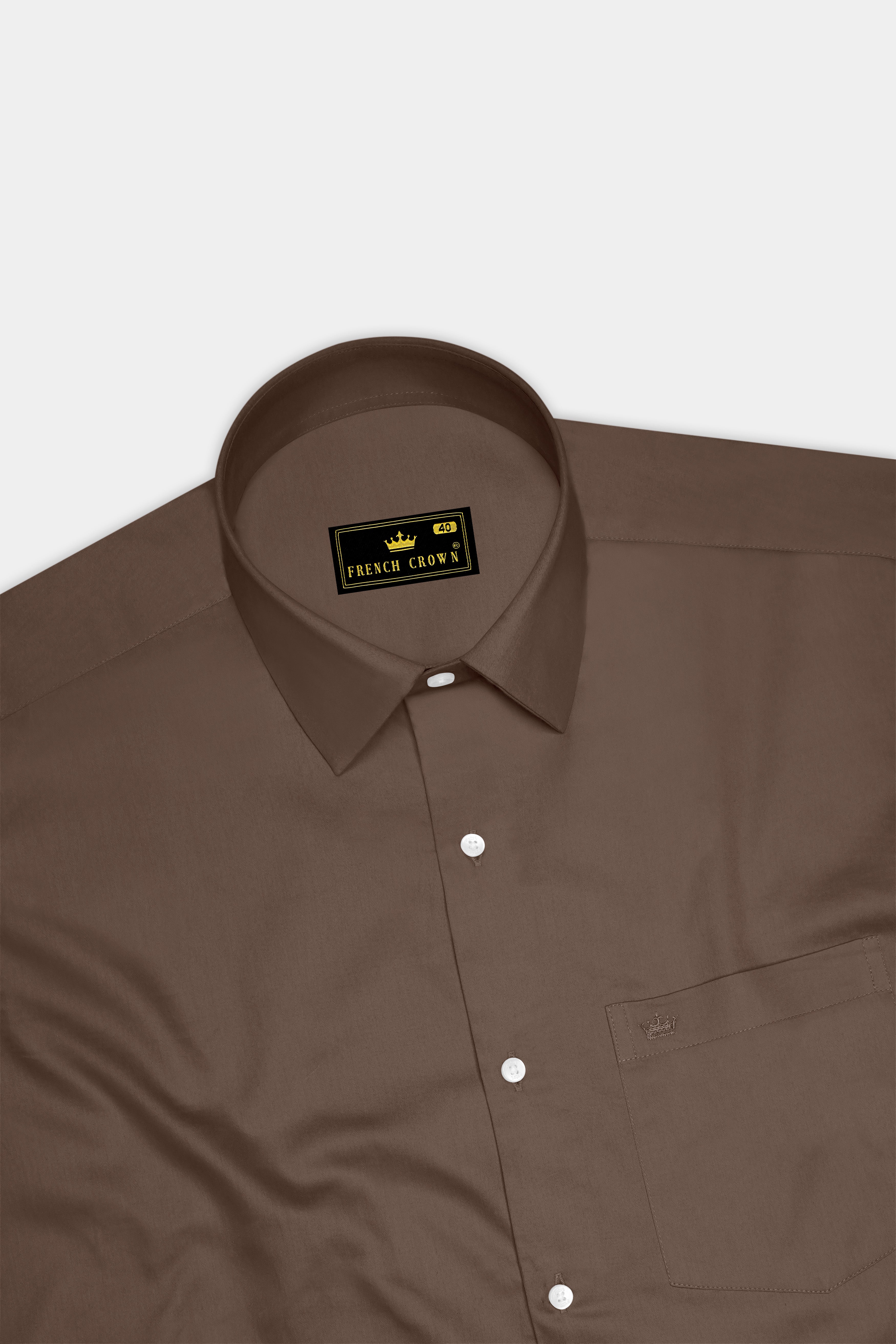Terraro Ferra Brown Subtle Sheen Super Soft Premium Cotton Dress Shirt