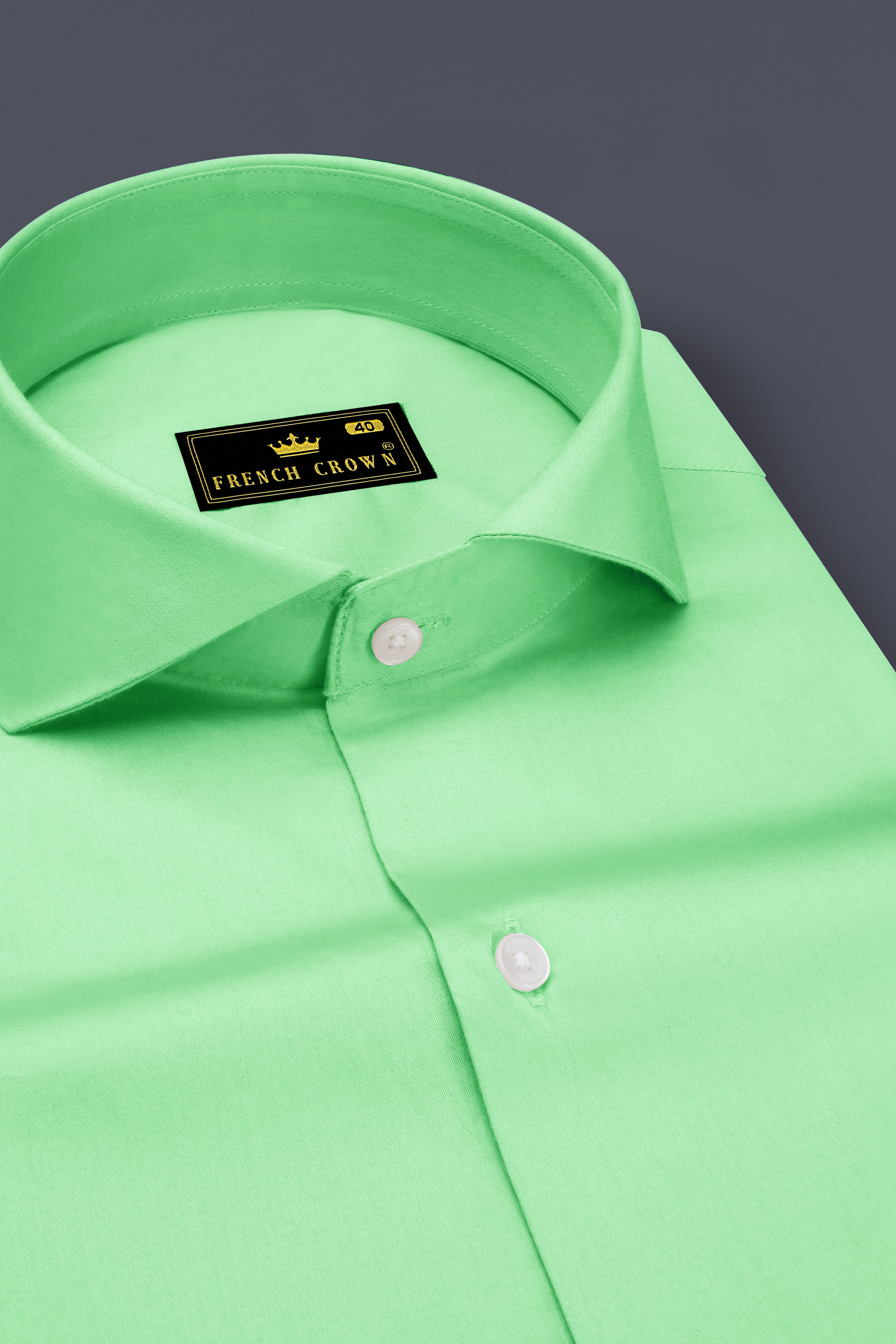 Verdoro Celadon Green Subtle Sheen Super Soft Premium Cotton Cut Away Collar Dress Shirt