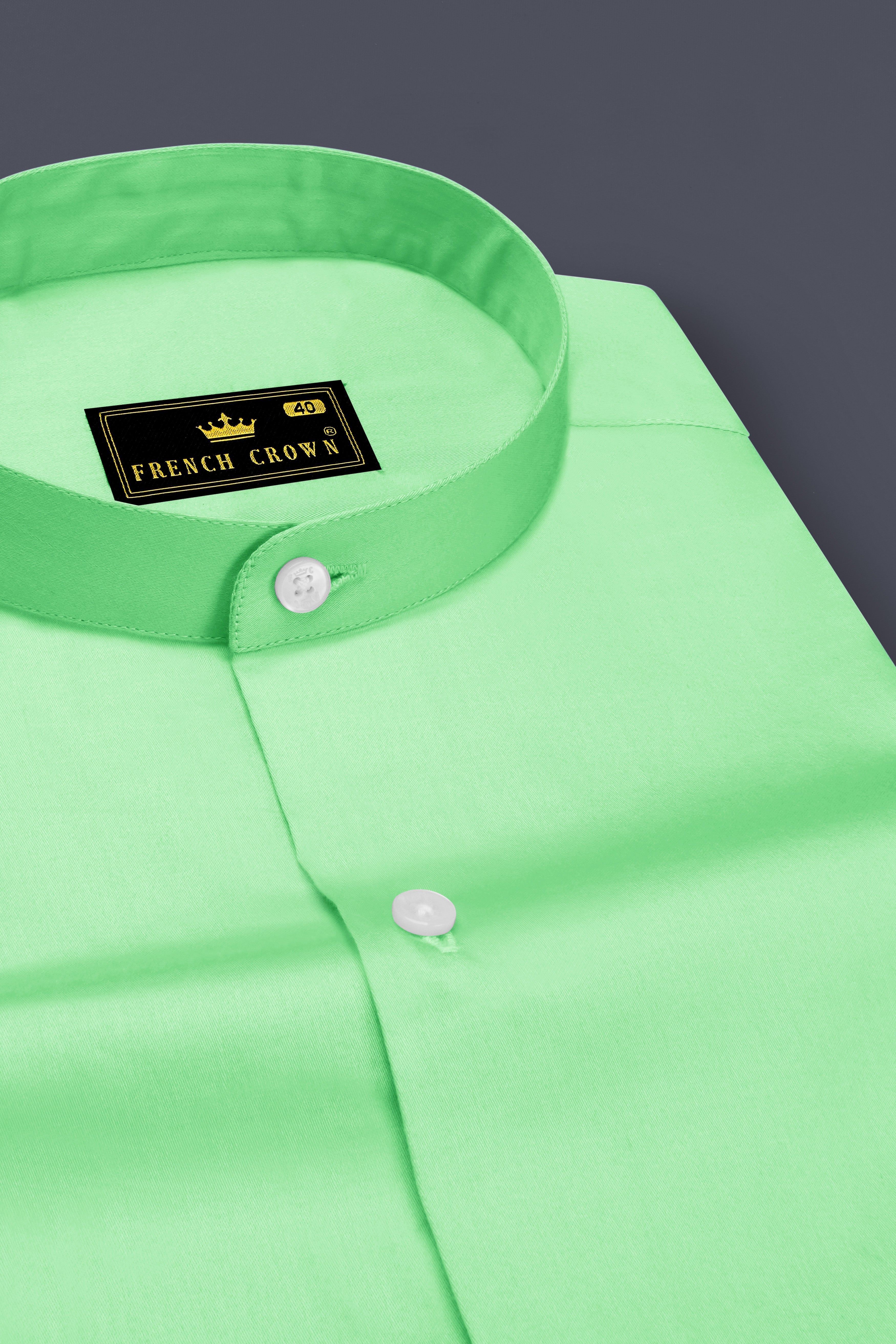 Verdoro Celadon Green Subtle Sheen Super Soft Premium Cotton Mandarin Dress Shirt