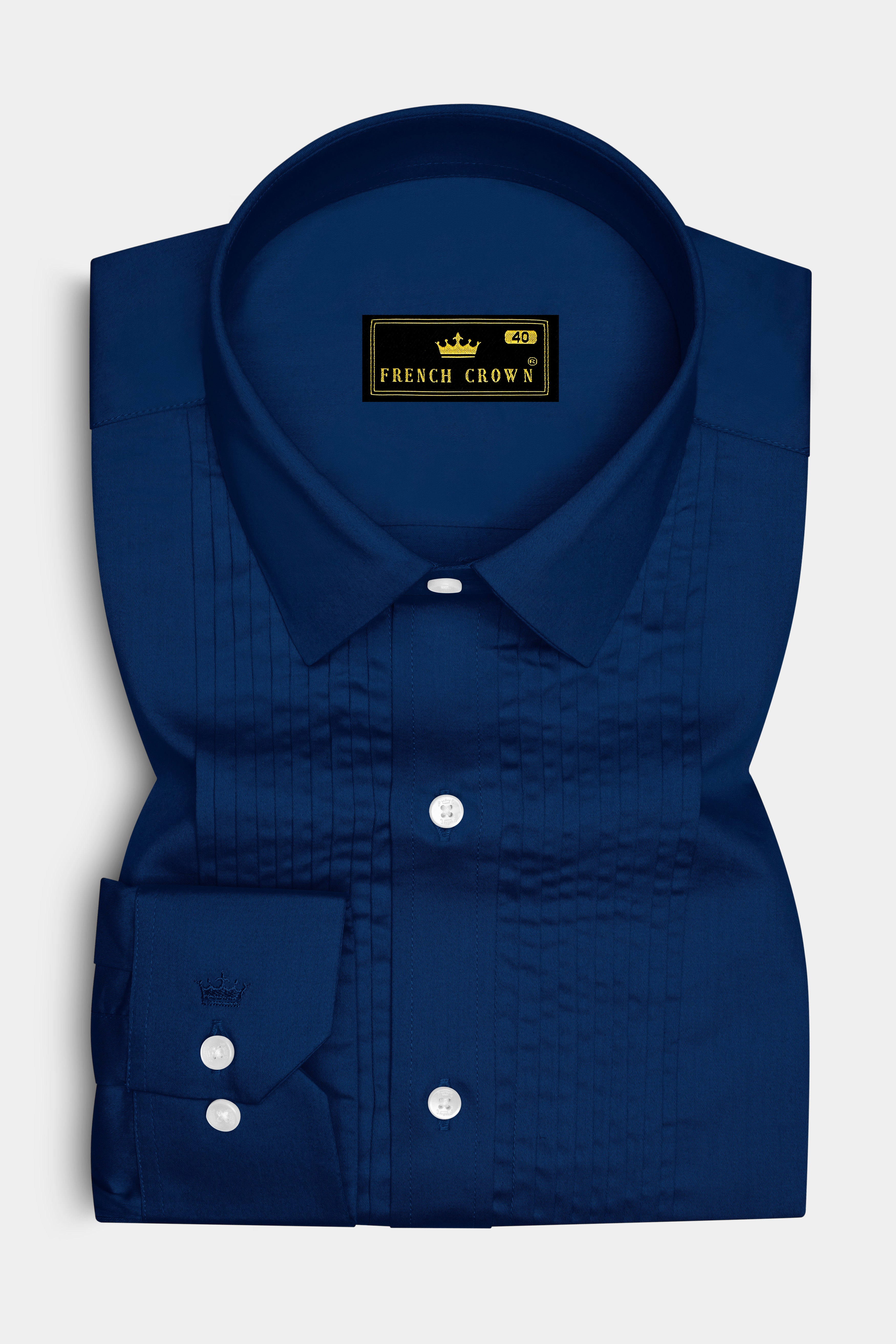 Nocturo Prussian Blue Subtle Sheen Super Soft Premium Cotton Tuxedo Dress Shirt