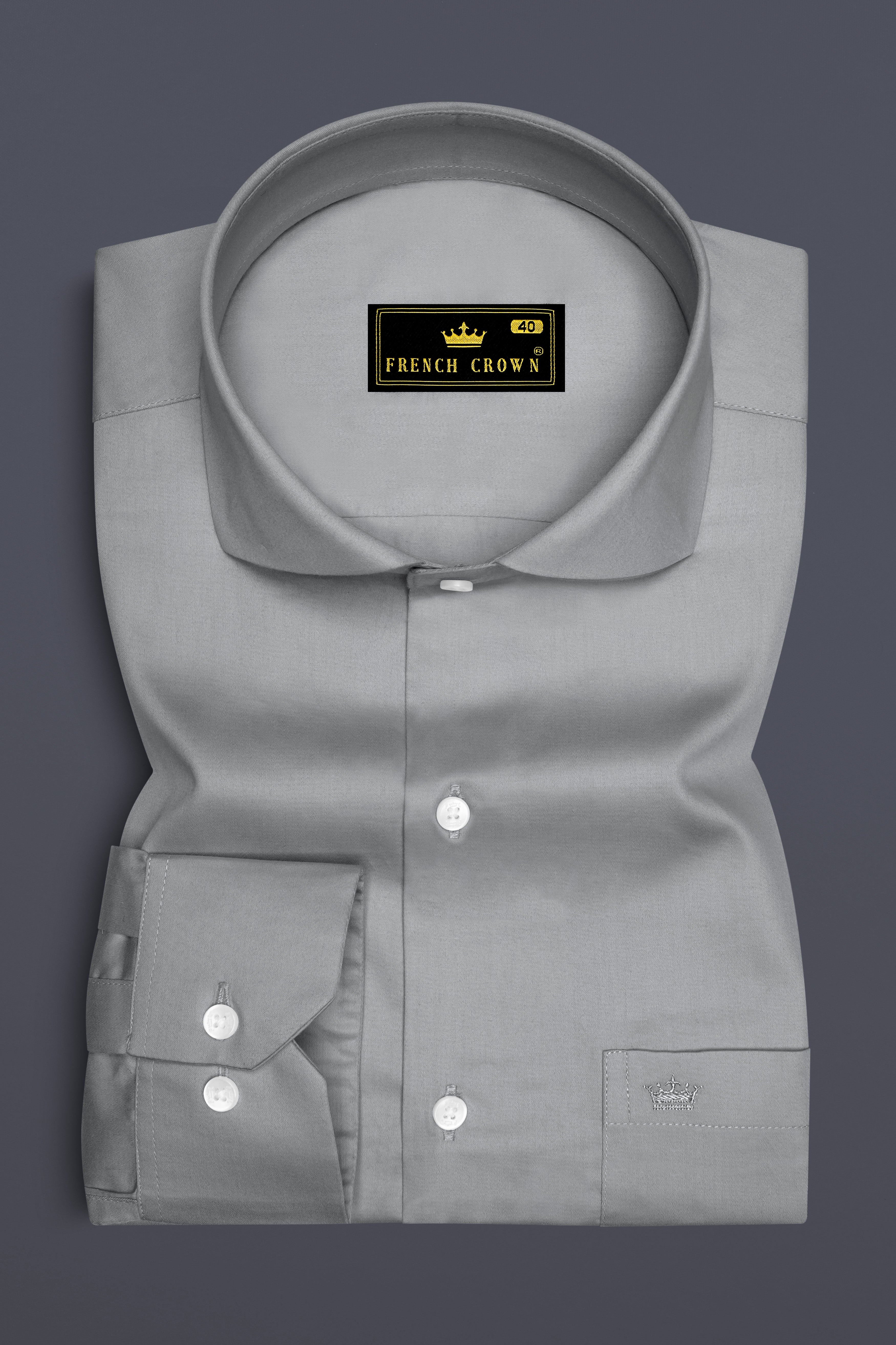 Silvoro Martini Gray Subtle Sheen Super Soft Premium Cotton Cut Away Collar Dress Shirt 14268-CA-38, 14268-CA-H-38, 14268-CA-39, 14268-CA-H-39, 14268-CA-40, 14268-CA-H-40, 14268-CA-42, 14268-CA-H-42, 14268-CA-44, 14268-CA-H-44, 14268-CA-46, 14268-CA-H-46, 14268-CA-48, 14268-CA-H-48, 14268-CA-50, 14268-CA-H-50, 14268-CA-52, 14268-CA-H-52
