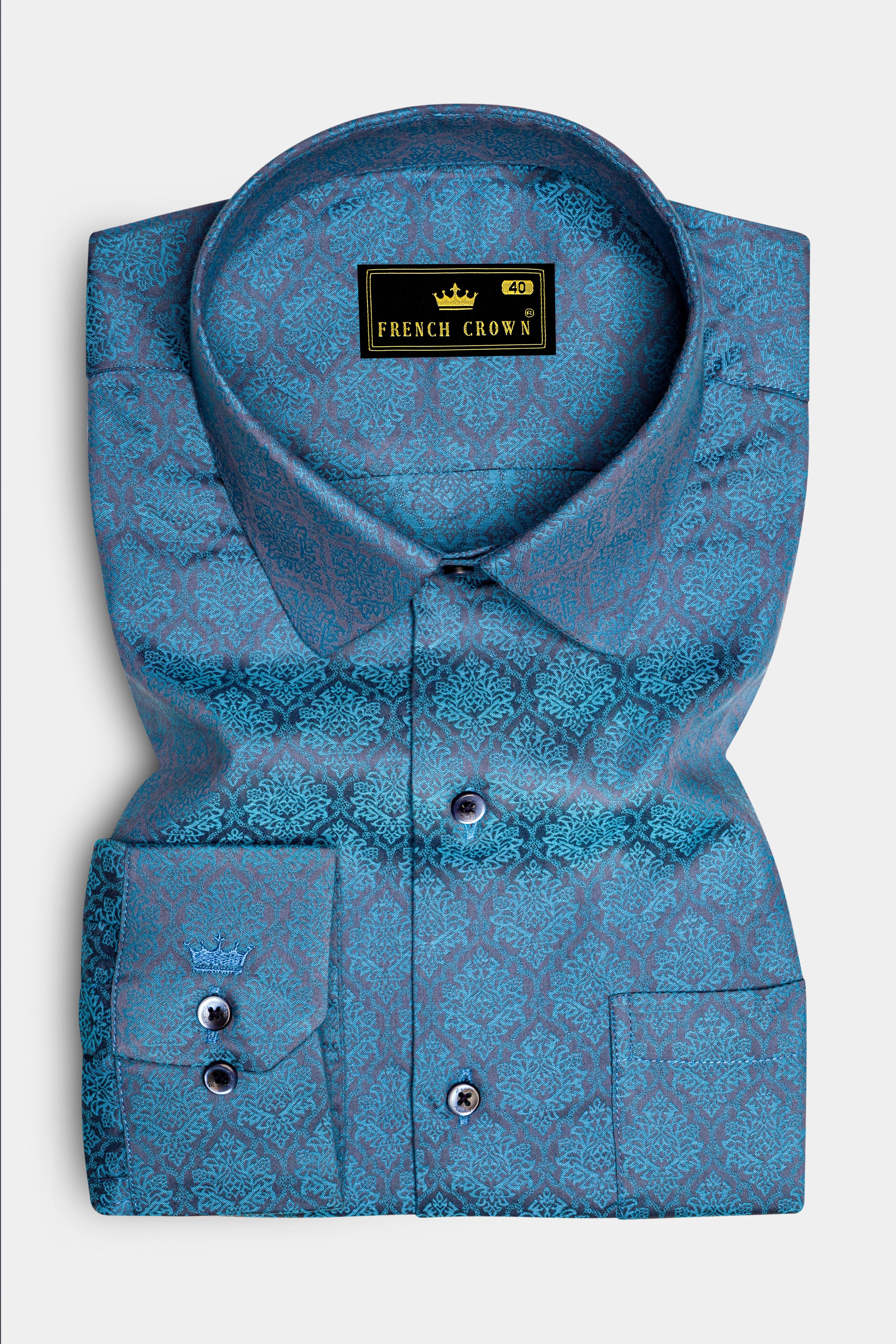 Indivio Hippie Blue Jacquard Textured Premium Cotton Dress Shirt 14272-BLE-38, 14272-BLE-H-38, 14272-BLE-39, 14272-BLE-H-39, 14272-BLE-40, 14272-BLE-H-40, 14272-BLE-42, 14272-BLE-H-42, 14272-BLE-44, 14272-BLE-H-44, 14272-BLE-46, 14272-BLE-H-46, 14272-BLE-48, 14272-BLE-H-48, 14272-BLE-50, 14272-BLE-H-50, 14272-BLE-52, 14272-BLE-H-52
