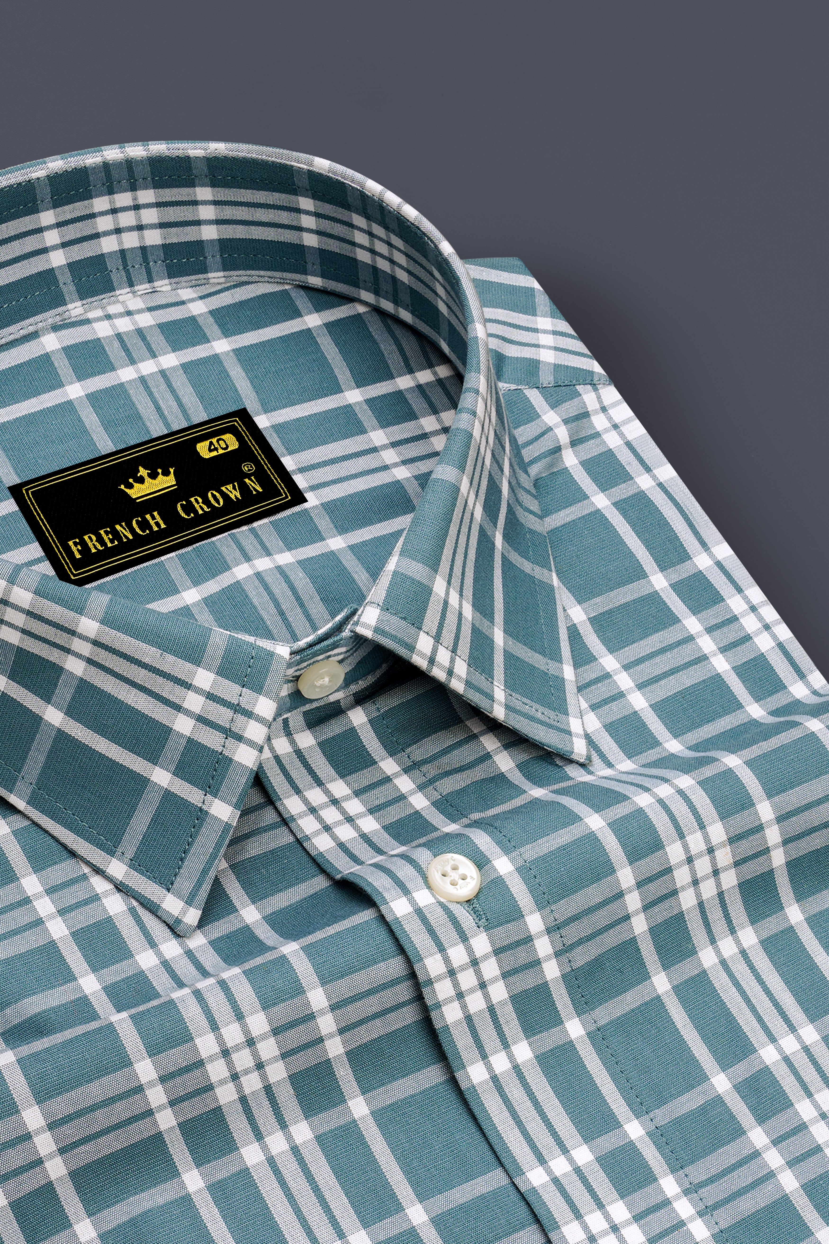 Regalis Bismark Green And Bright White Plaid Super Soft Premium Cotton Semi Formal Shirt