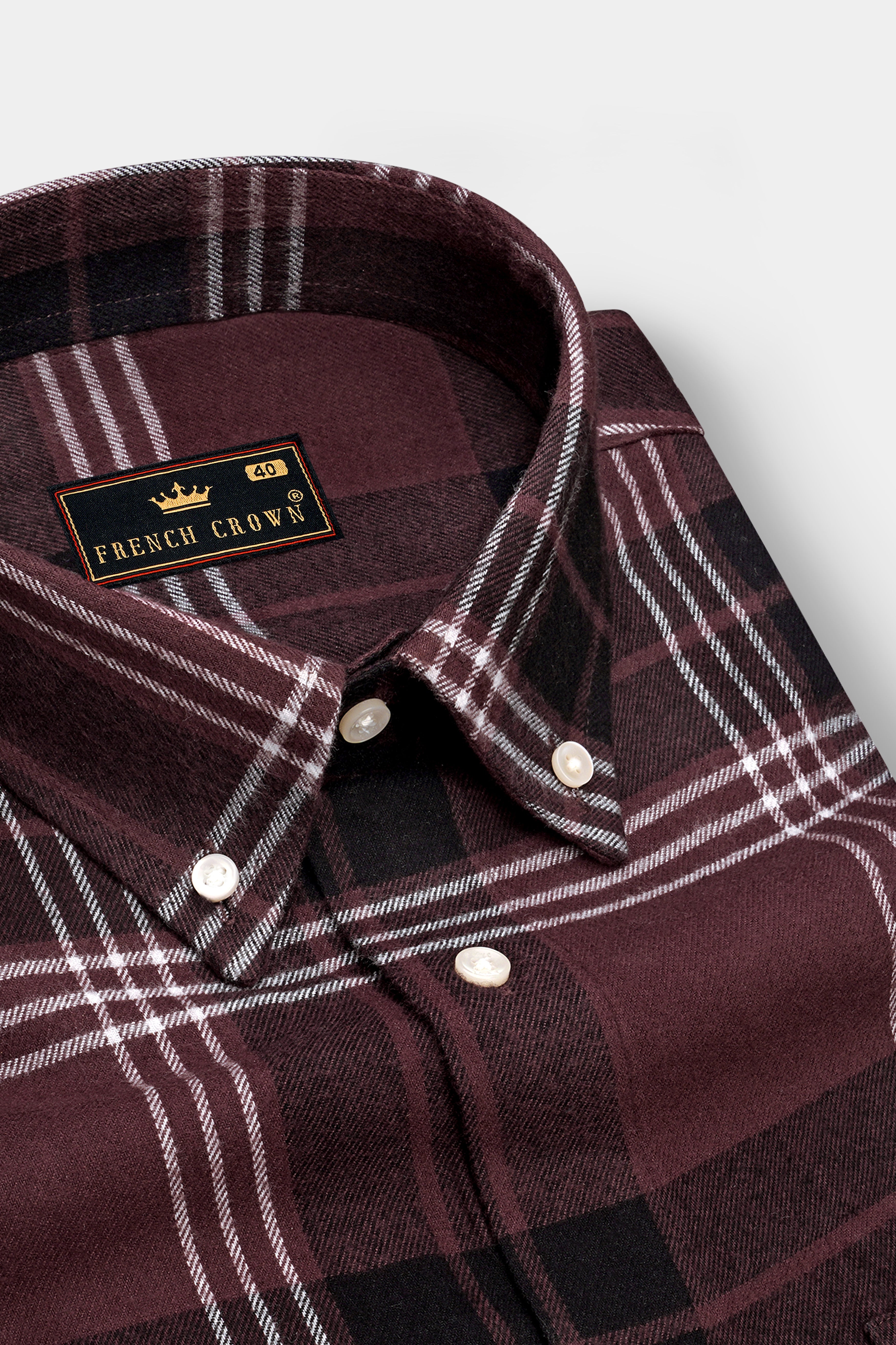 Umbero Crater Brown Plaid Flannel Premium Cotton Casual Shirt