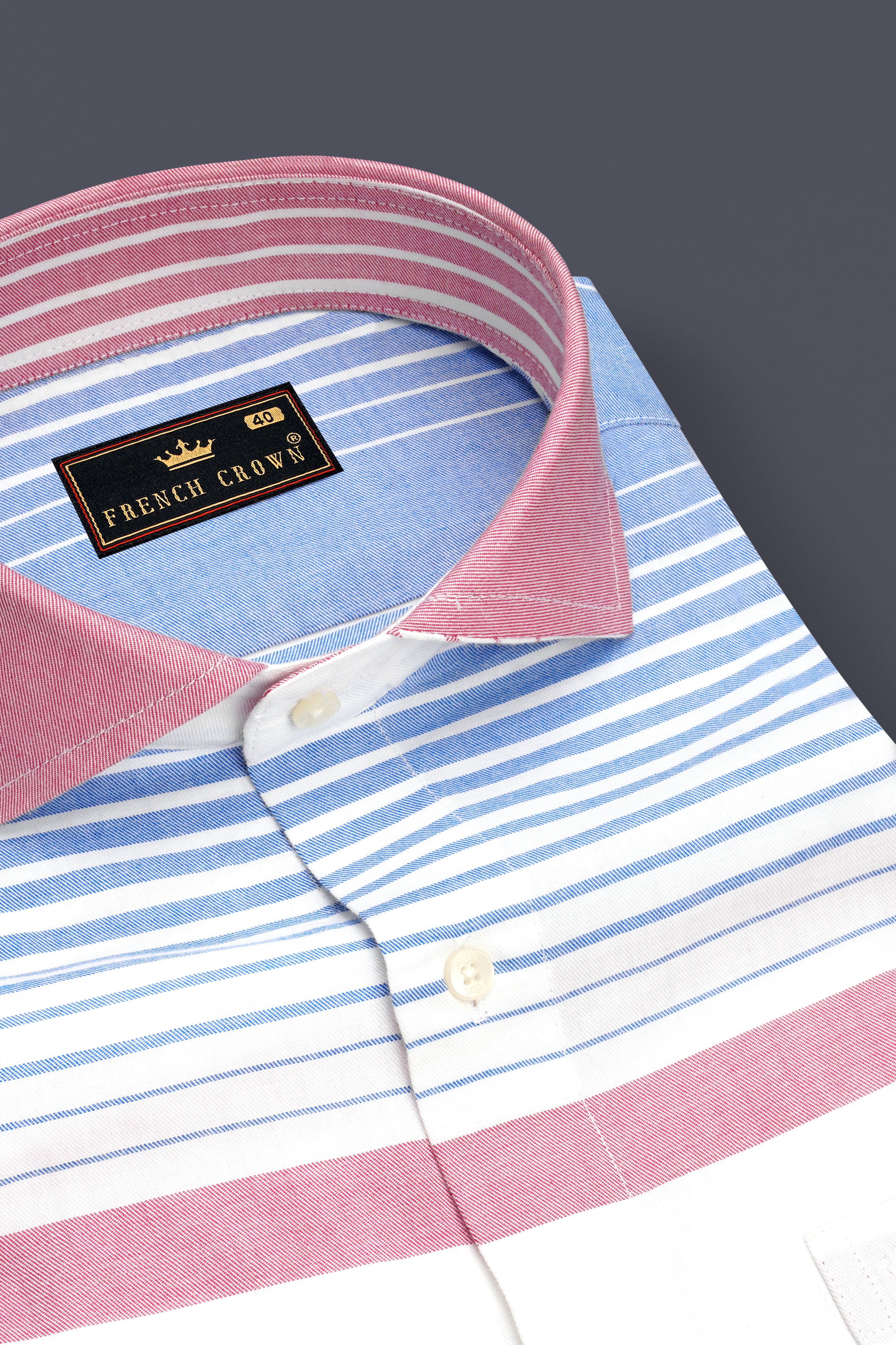 Pastoro Wewak Pink And Jordy Blue Striped Twill Premium Cotton Casual Shirt