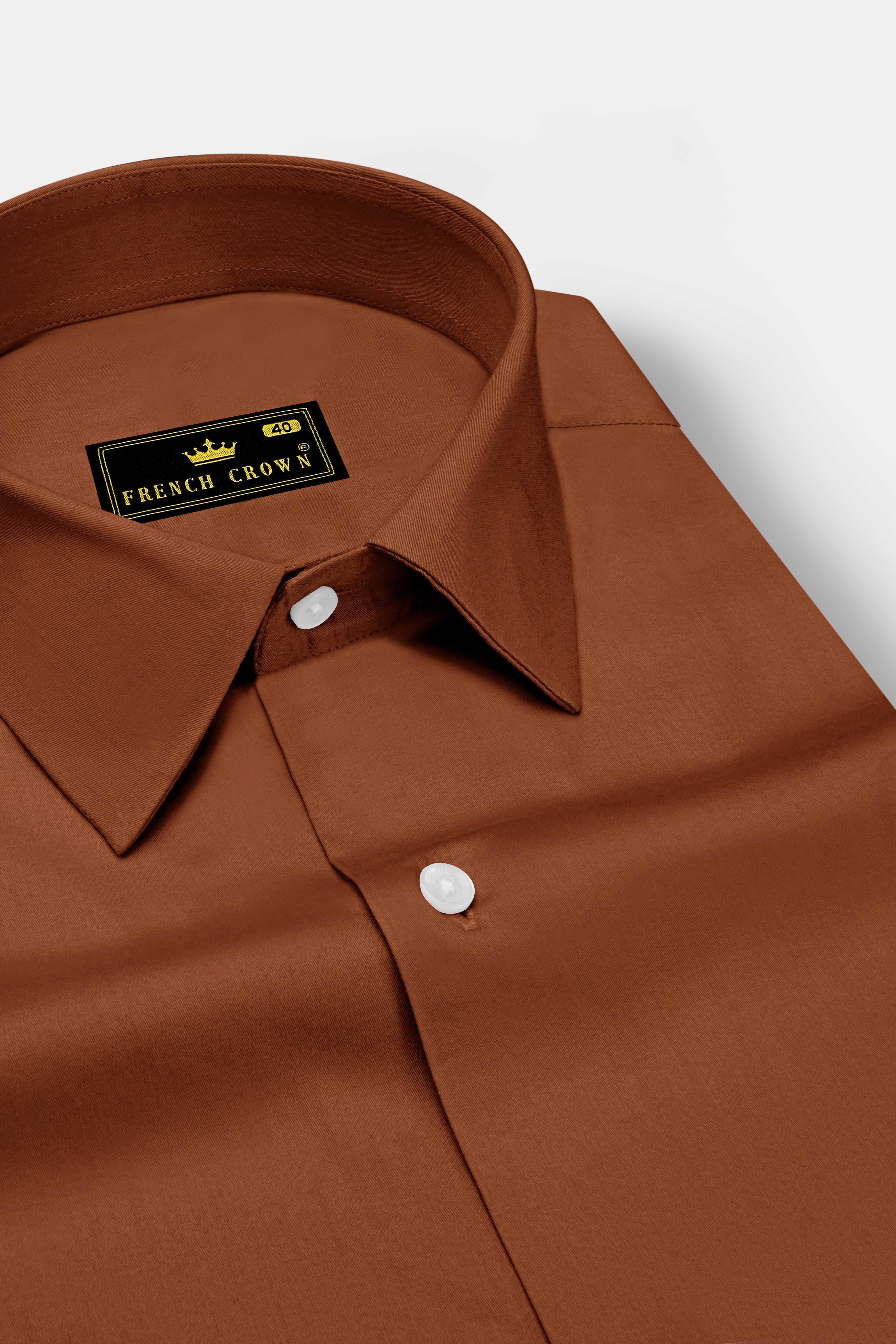 Umbero-Walnut Brown Subtle Sheen Super Soft Premium Cotton Dress Shirt