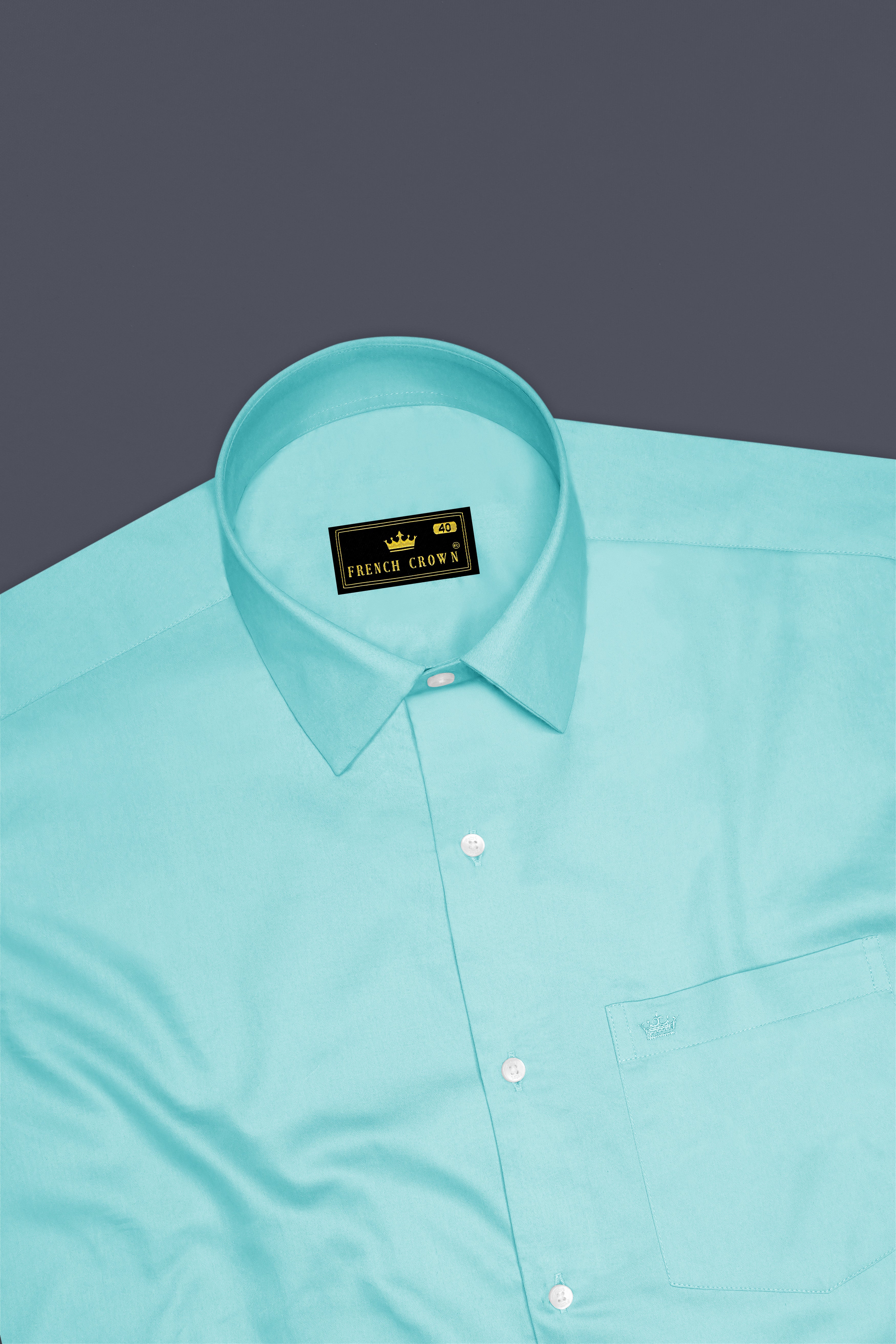 Azure-Downy Blue Subtle Sheen Super Soft Premium Cotton Dress Shirt