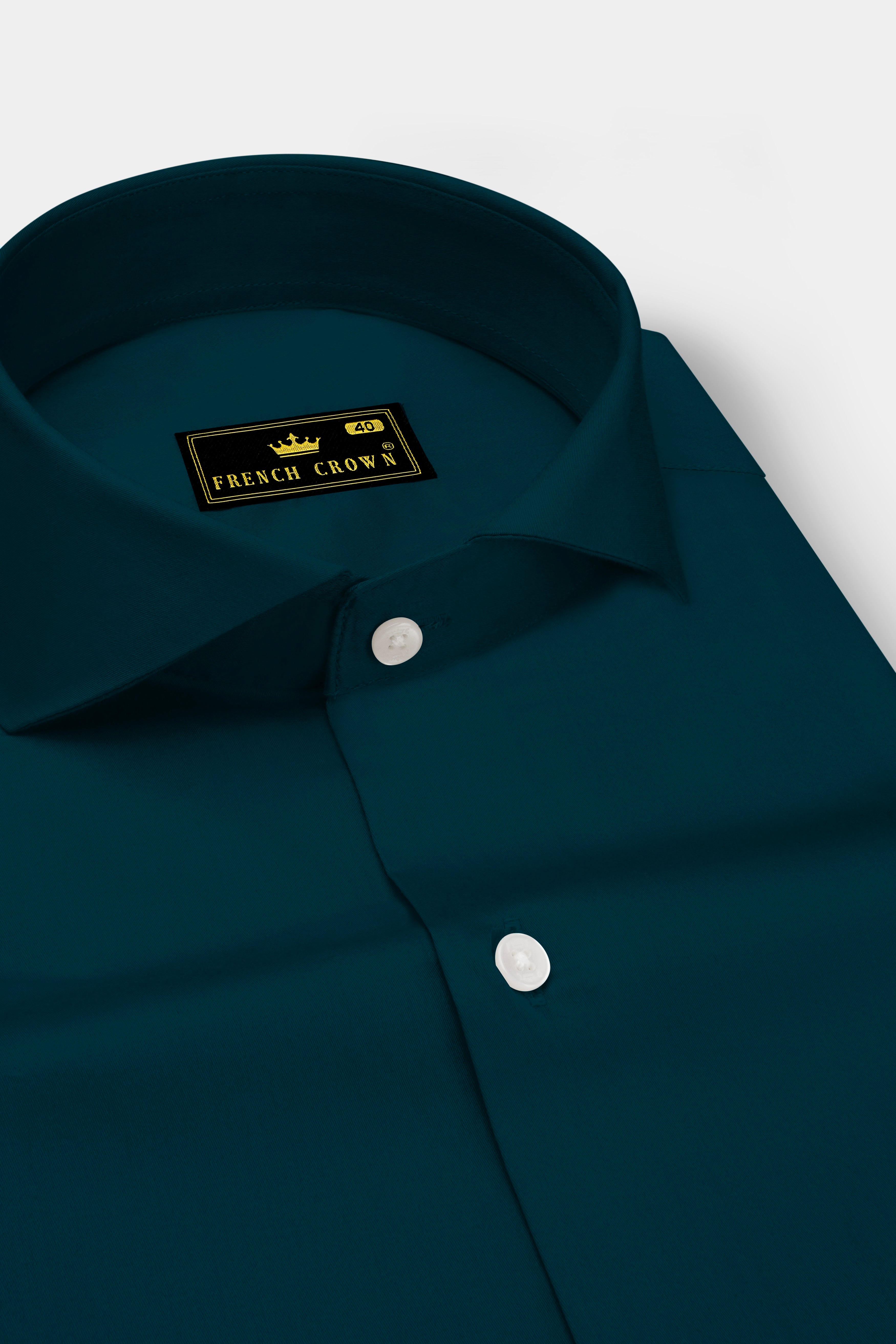 Luminor-Firefly Blue Subtle Sheen Super Soft Premium Cotton Cut Away Collar Dress Shirt