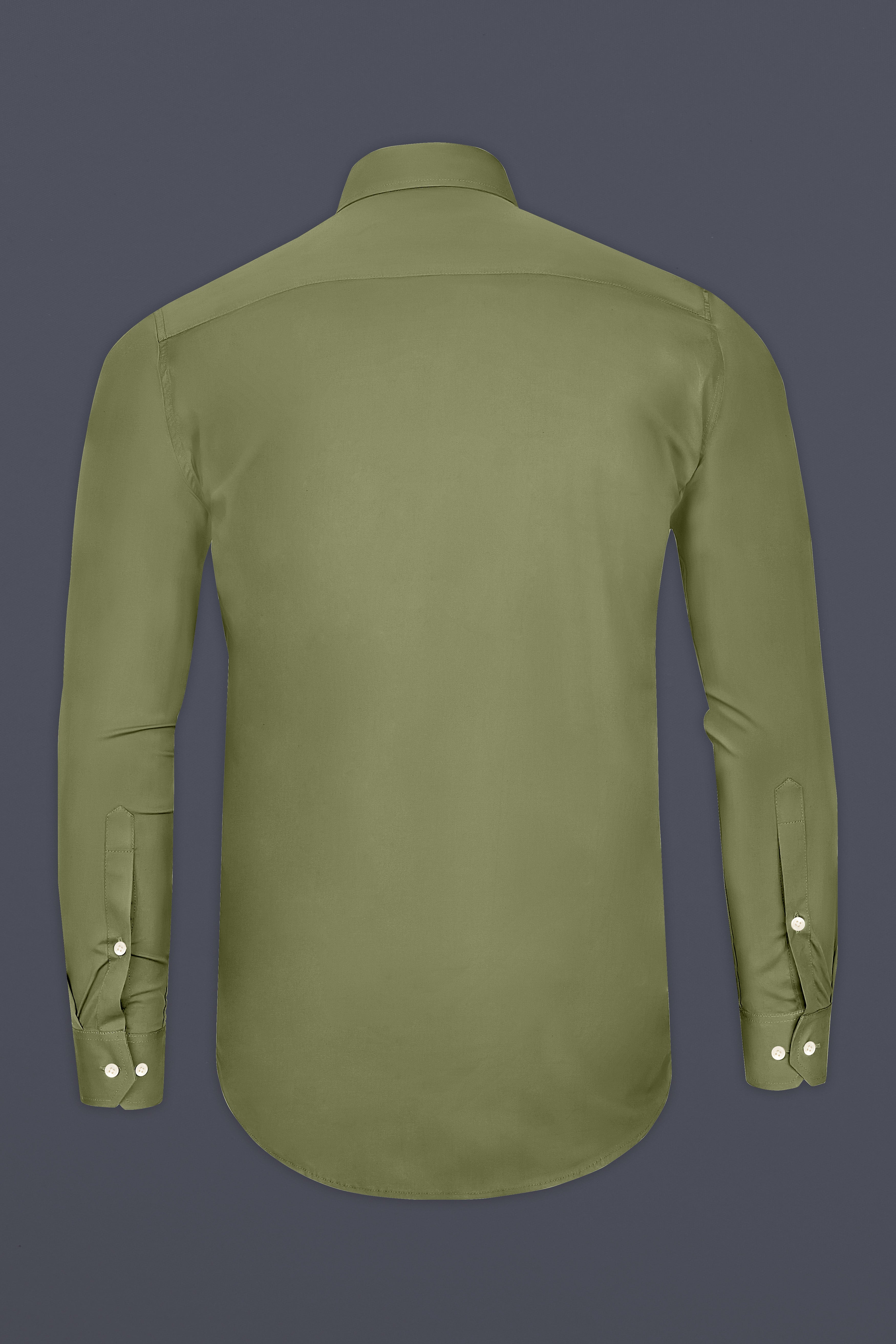 Olvoro-Flex Smoke Green Subtle Sheen Super Soft Premium Cotton Tuxedo Dress Shirt