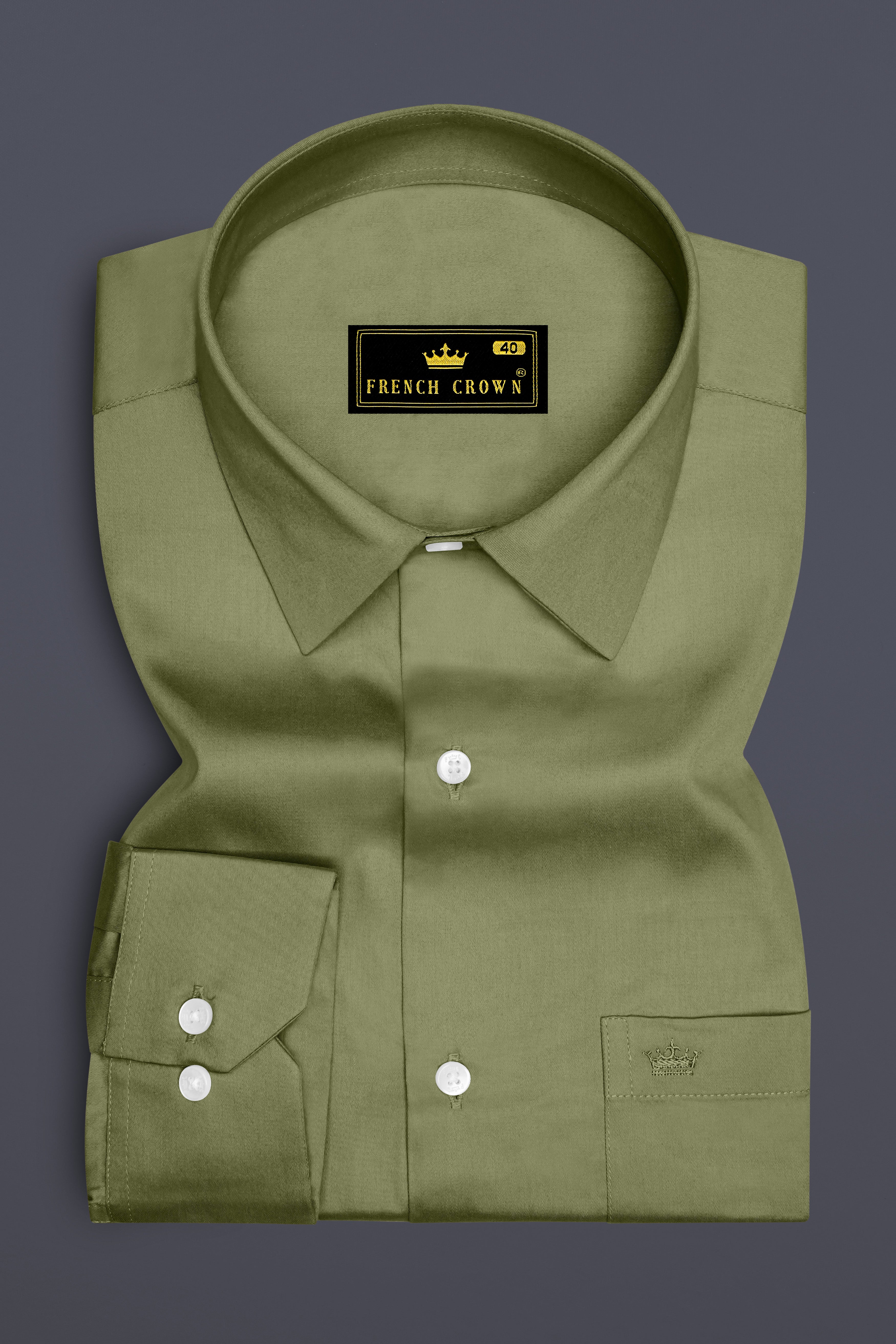 Olvoro-Flex Smoke Green Subtle Sheen Super Soft Premium Cotton Dress Shirt