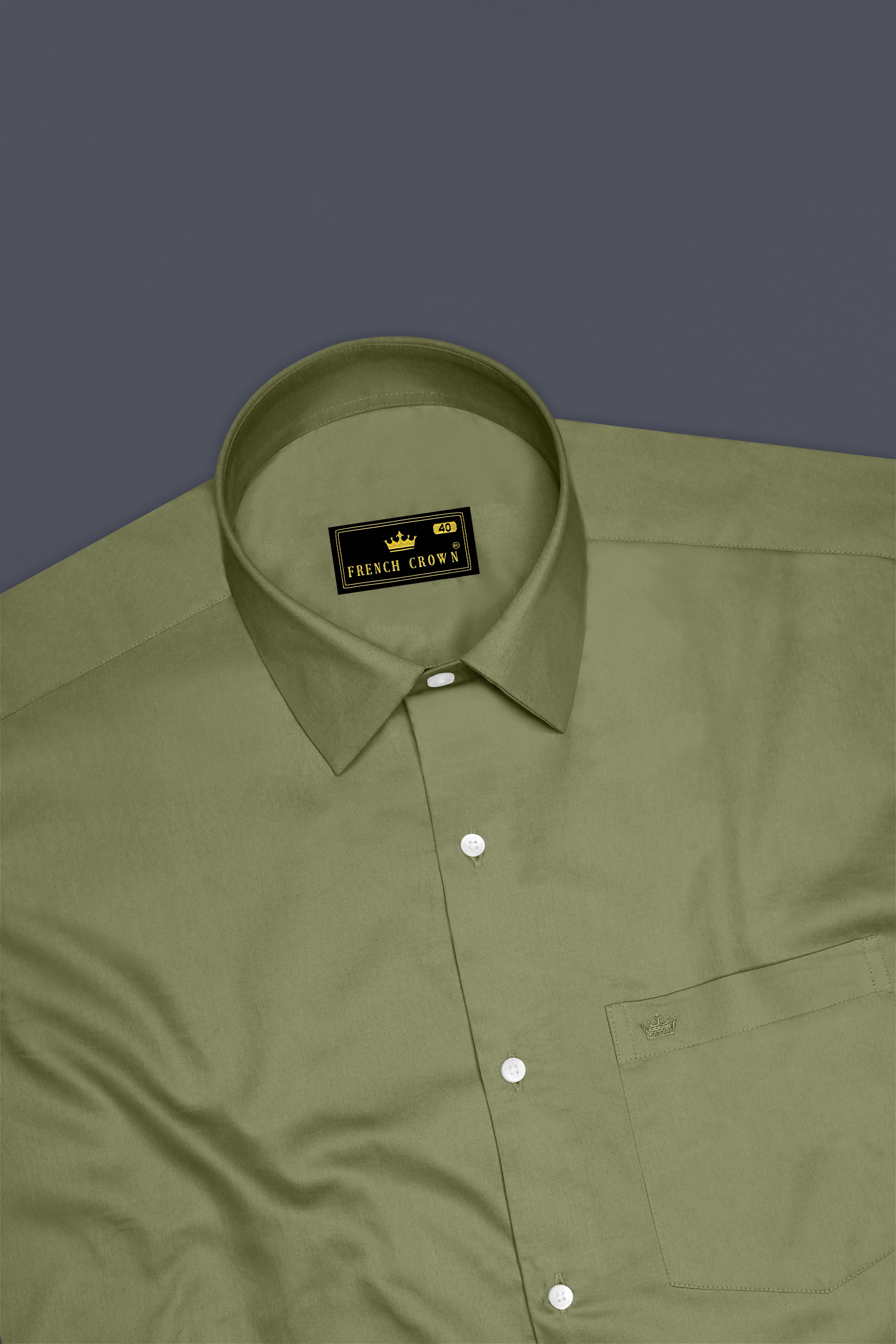 Olvoro-Flex Smoke Green Subtle Sheen Super Soft Premium Cotton Dress Shirt