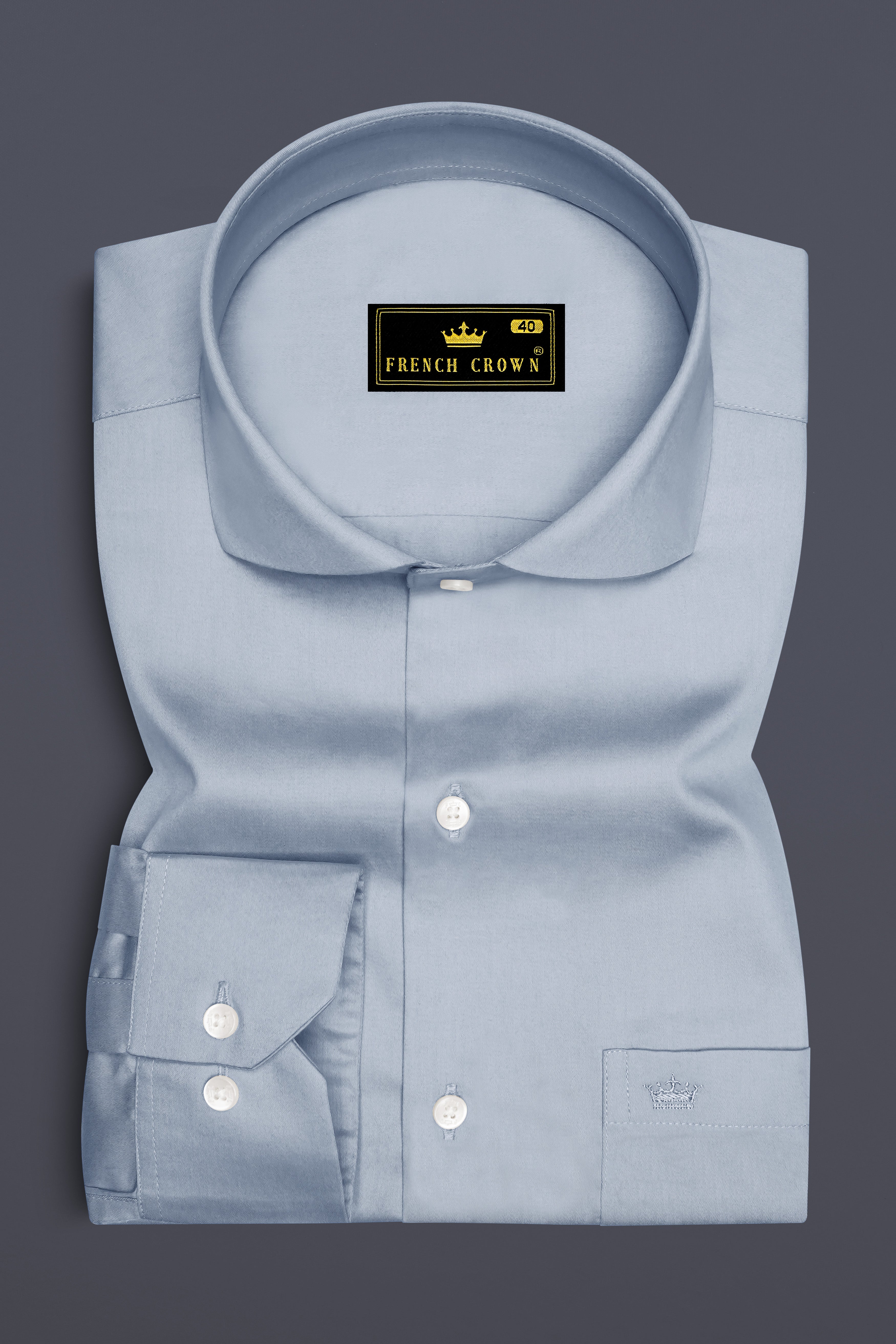Aurecad-Cadet Gray Subtle Sheen Super Soft Premium Cotton Cut Away Collar Dress Shirt