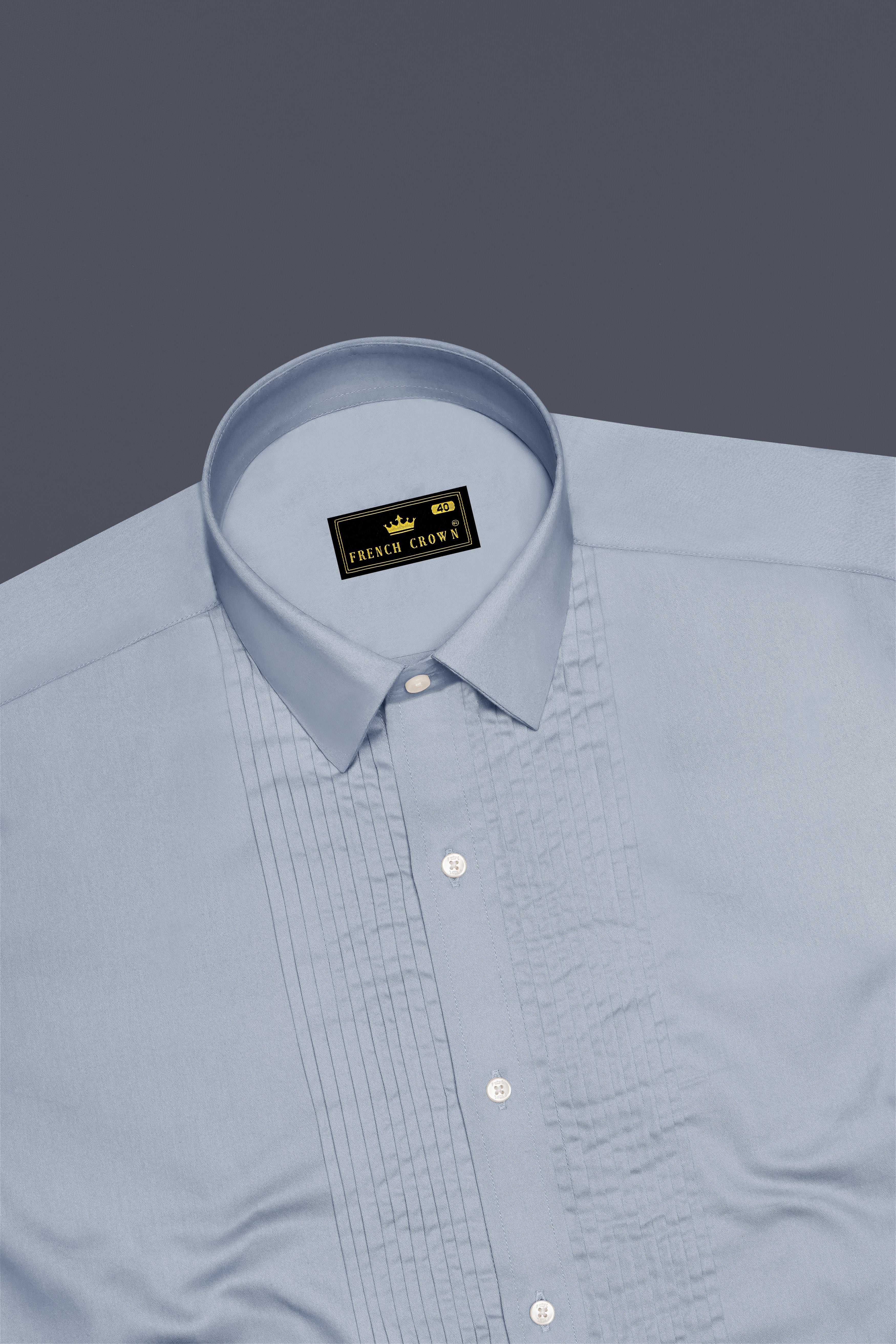 Aurecad-Cadet Gray Subtle Sheen Super Soft Premium Cotton Tuxedo Dress Shirt