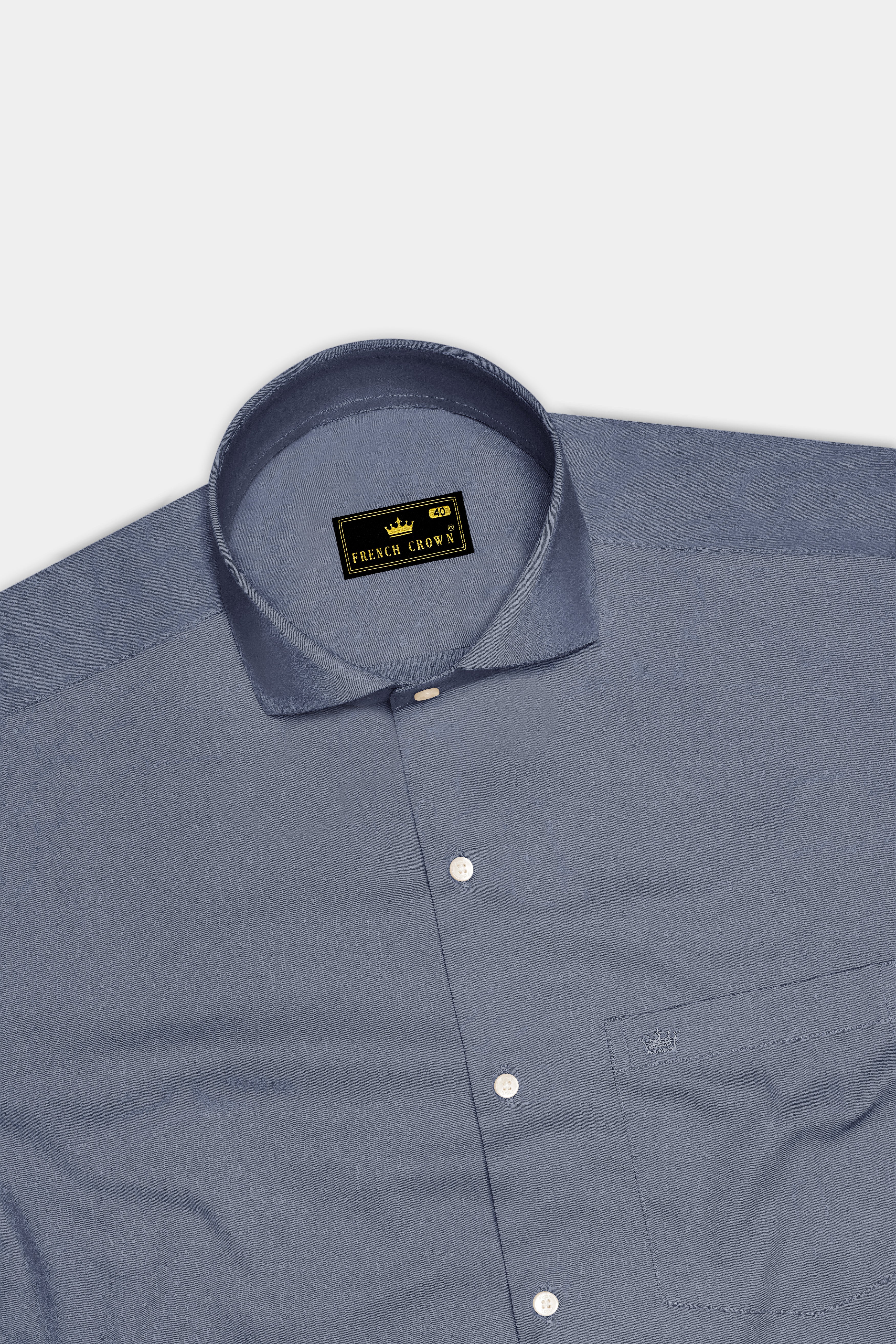 Argento-Shuttle Gray Subtle Sheen Super Soft Premium Cotton Cut Away Collar Dress Shirt