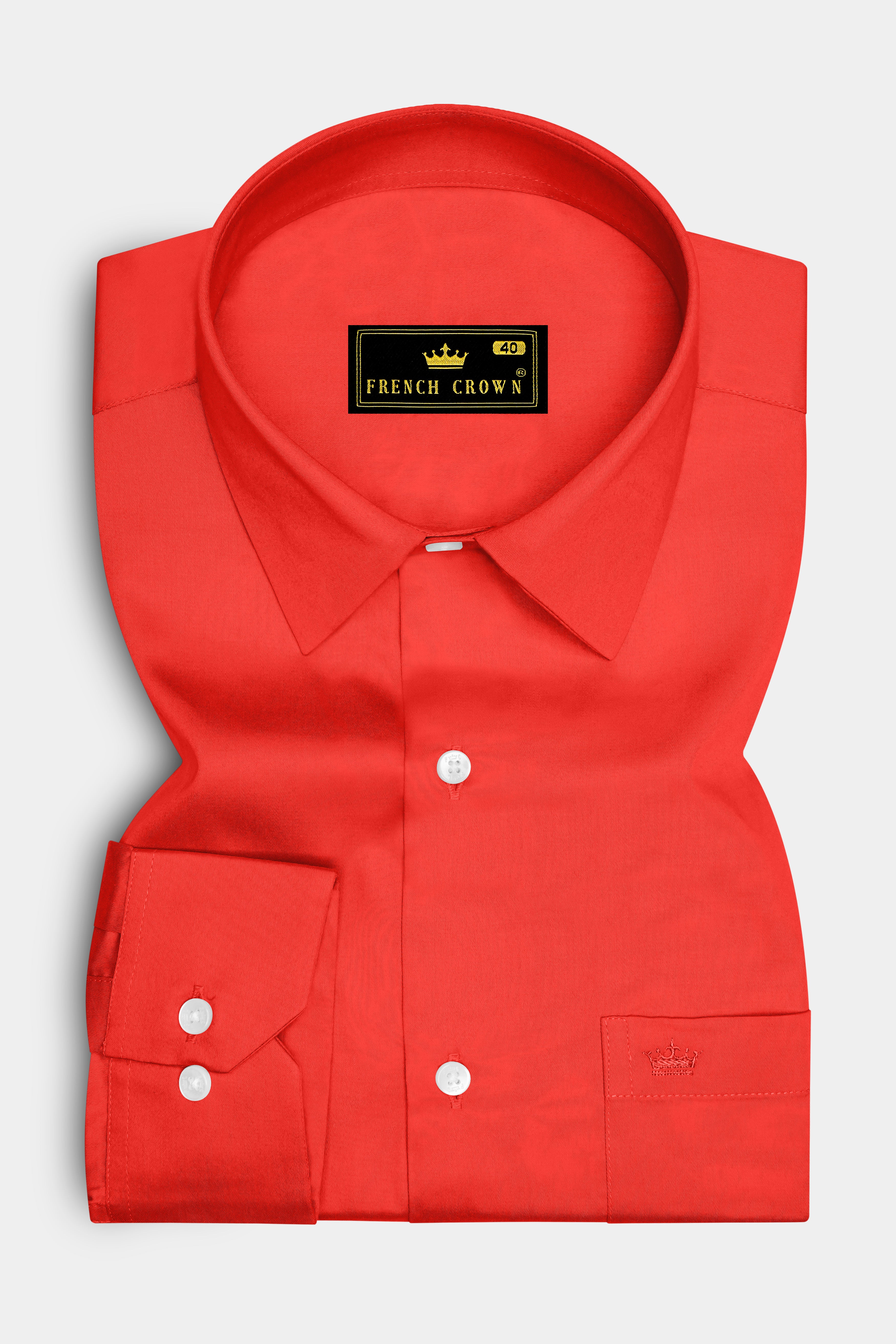 Mandoro-Coral Orange Subtle Sheen Super Soft Premium Cotton Dress Shirt