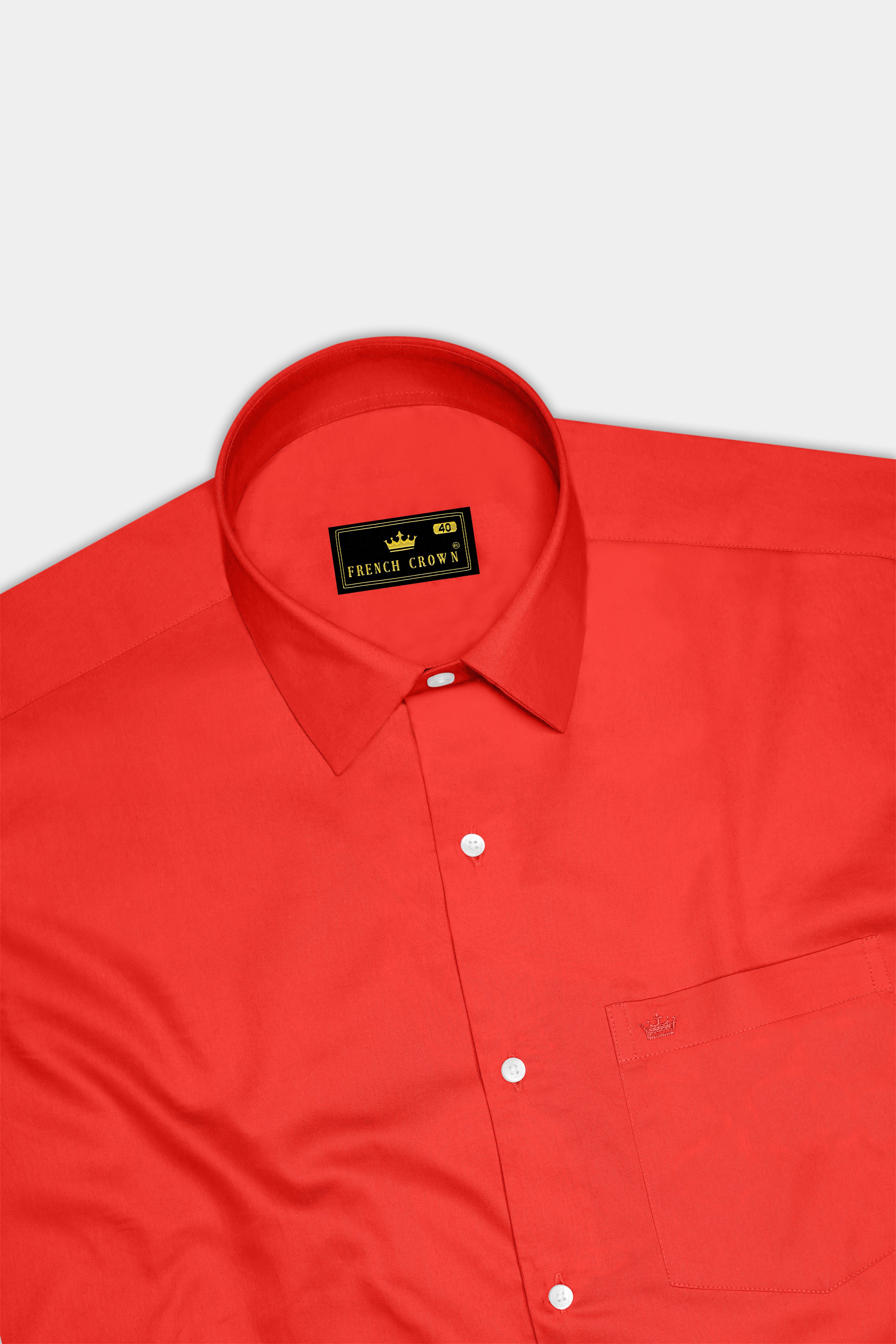 Mandoro-Coral Orange Subtle Sheen Super Soft Premium Cotton Dress Shirt