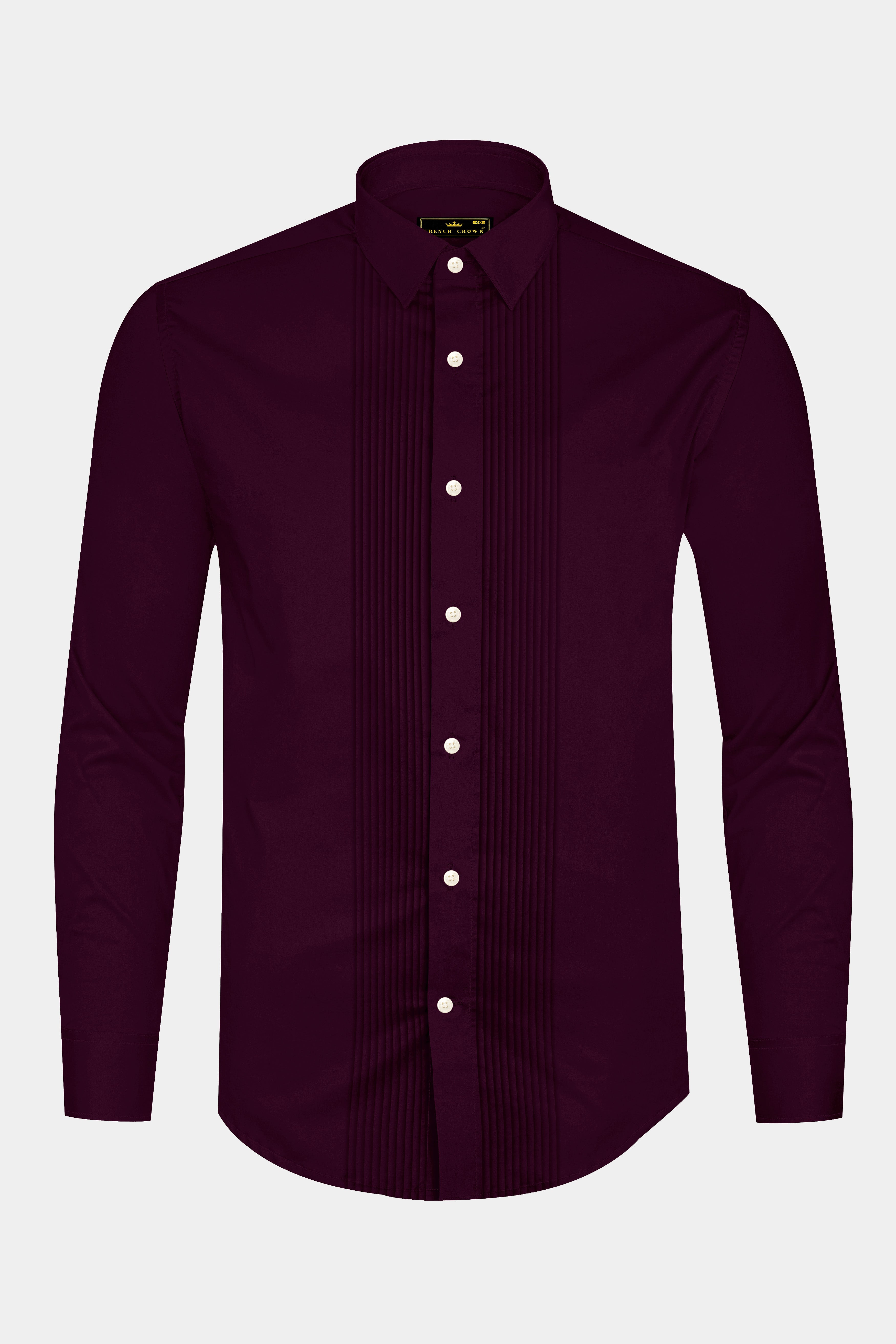Vinoro- Sepia Maroon Subtle Sheen Super Soft Premium Cotton Tuxedo Dress Shirt