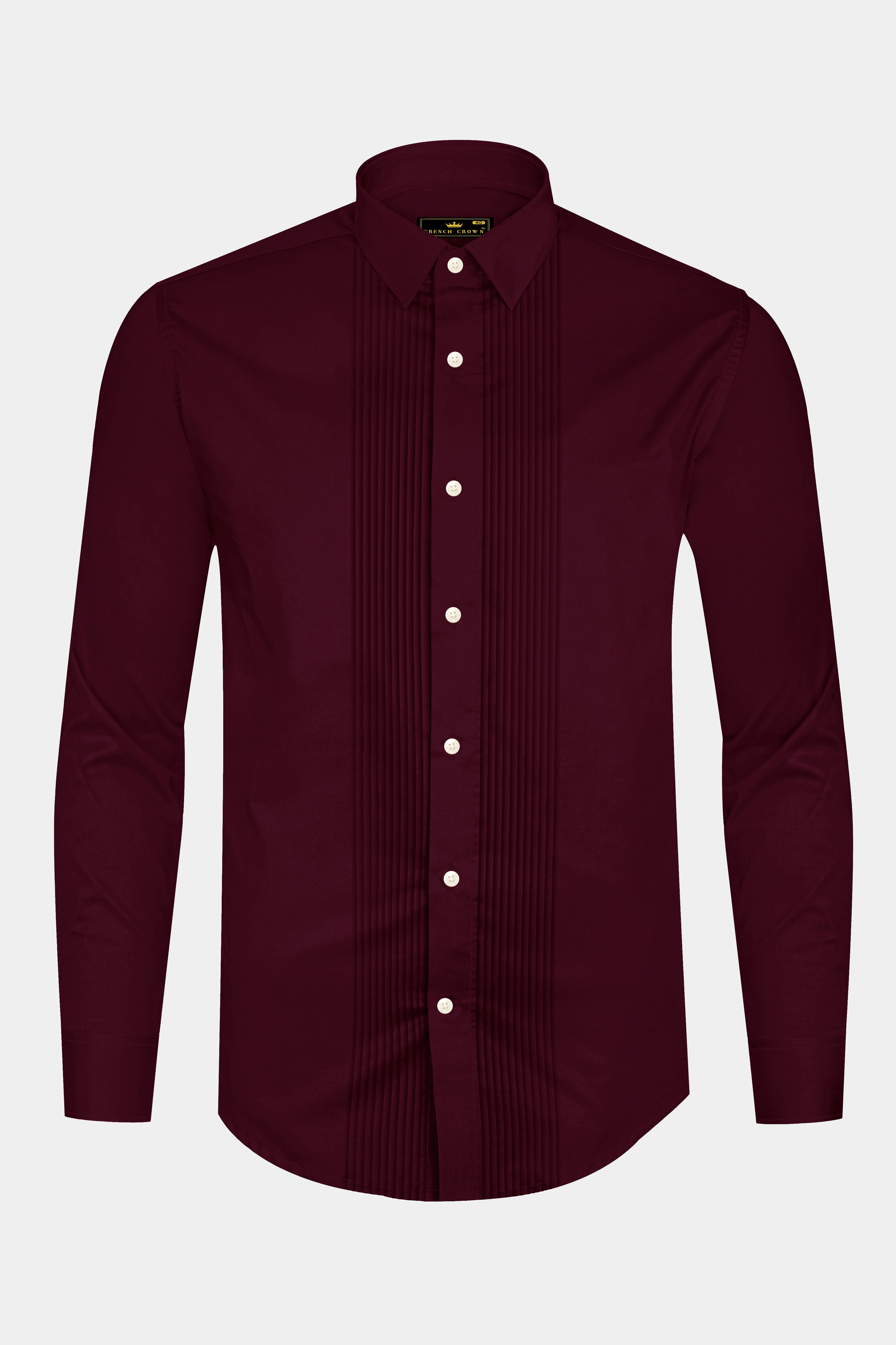 Regalis-Aubergine Maroon Subtle Sheen Super Soft Premium Cotton Tuxedo Dress Shirt