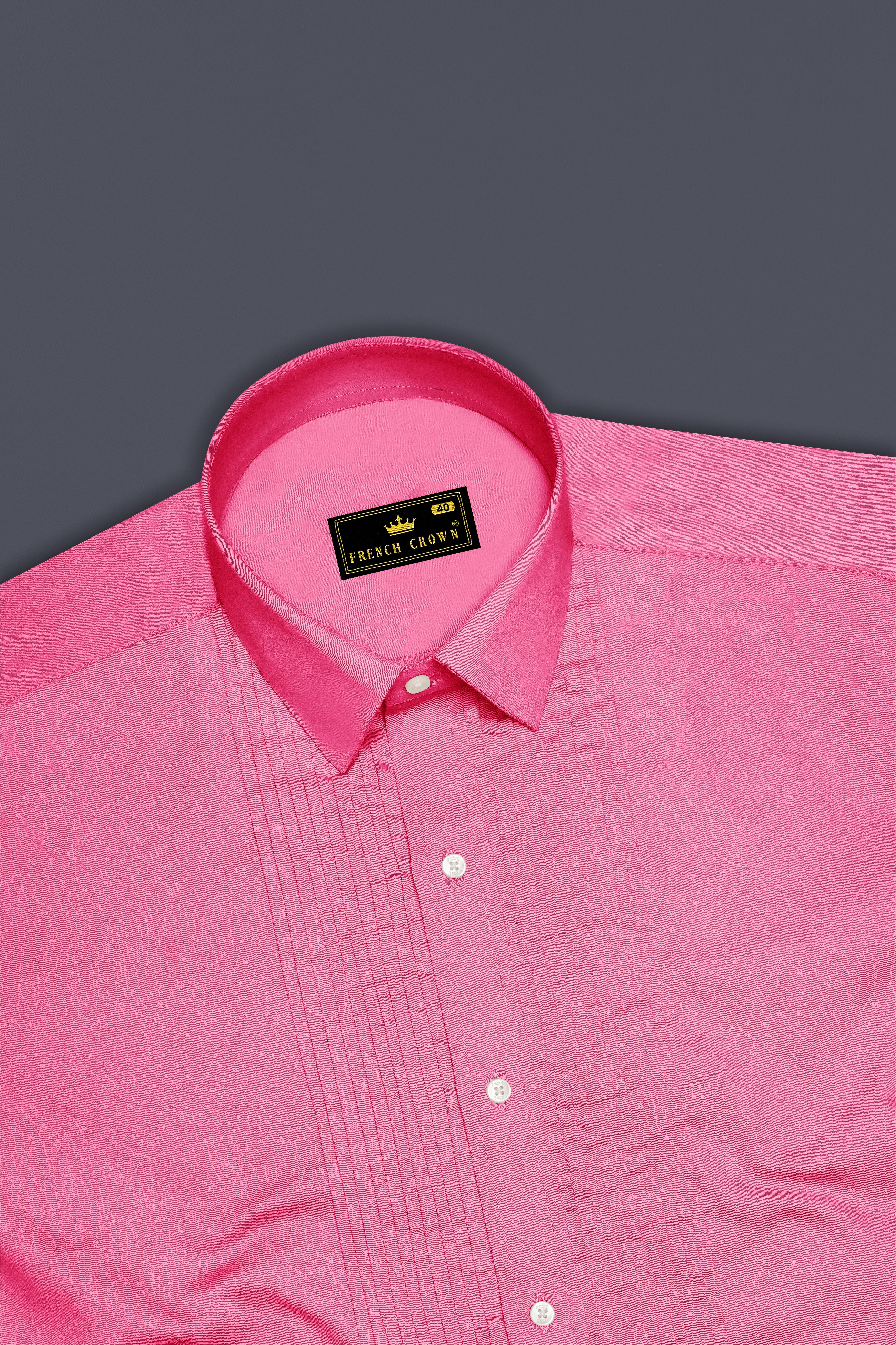 Blushoro-Thulian Pink Subtle Sheen Super Soft Premium Cotton Tuxedo Dress Shirt