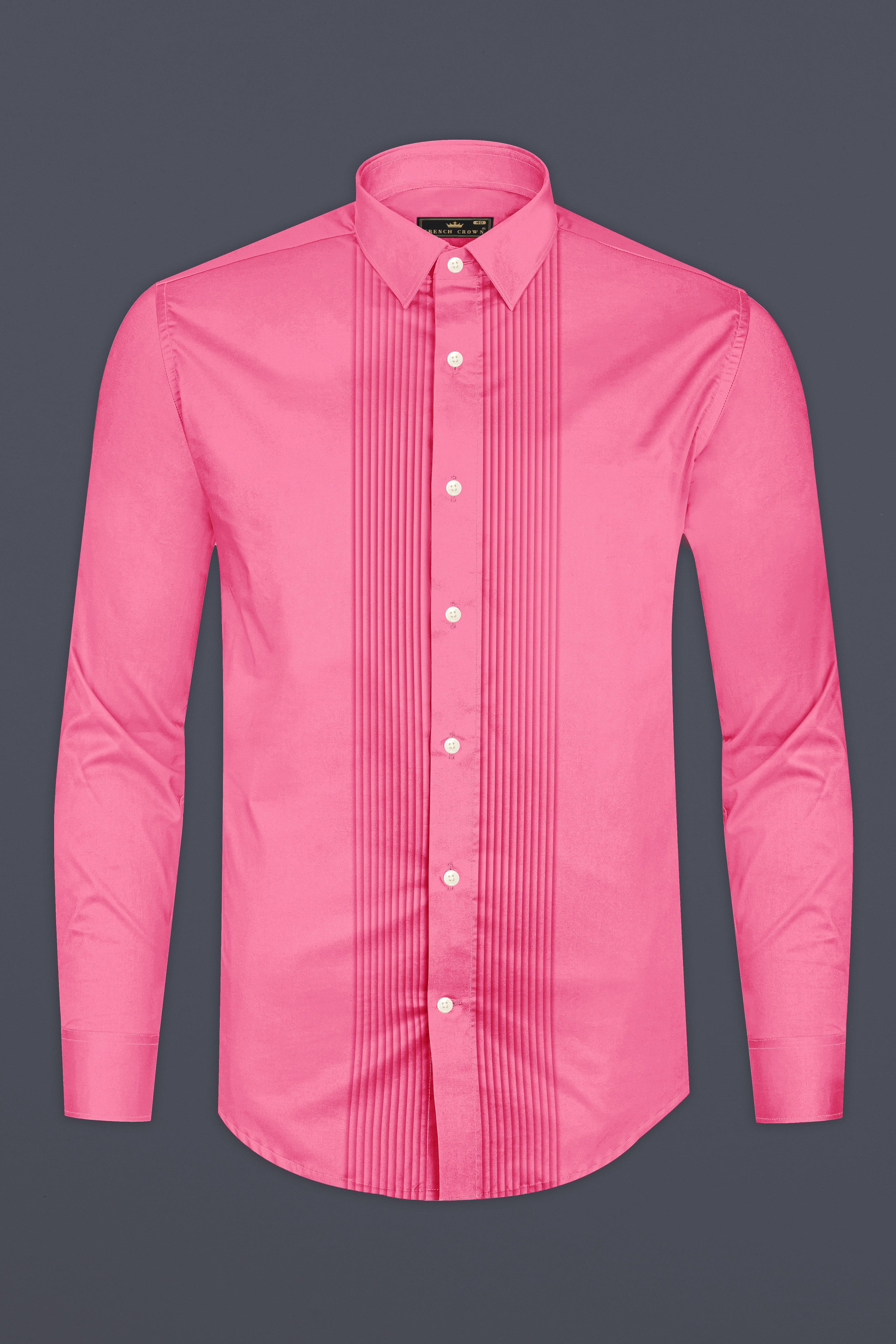 Blushoro-Thulian Pink Subtle Sheen Super Soft Premium Cotton Tuxedo Dress Shirt