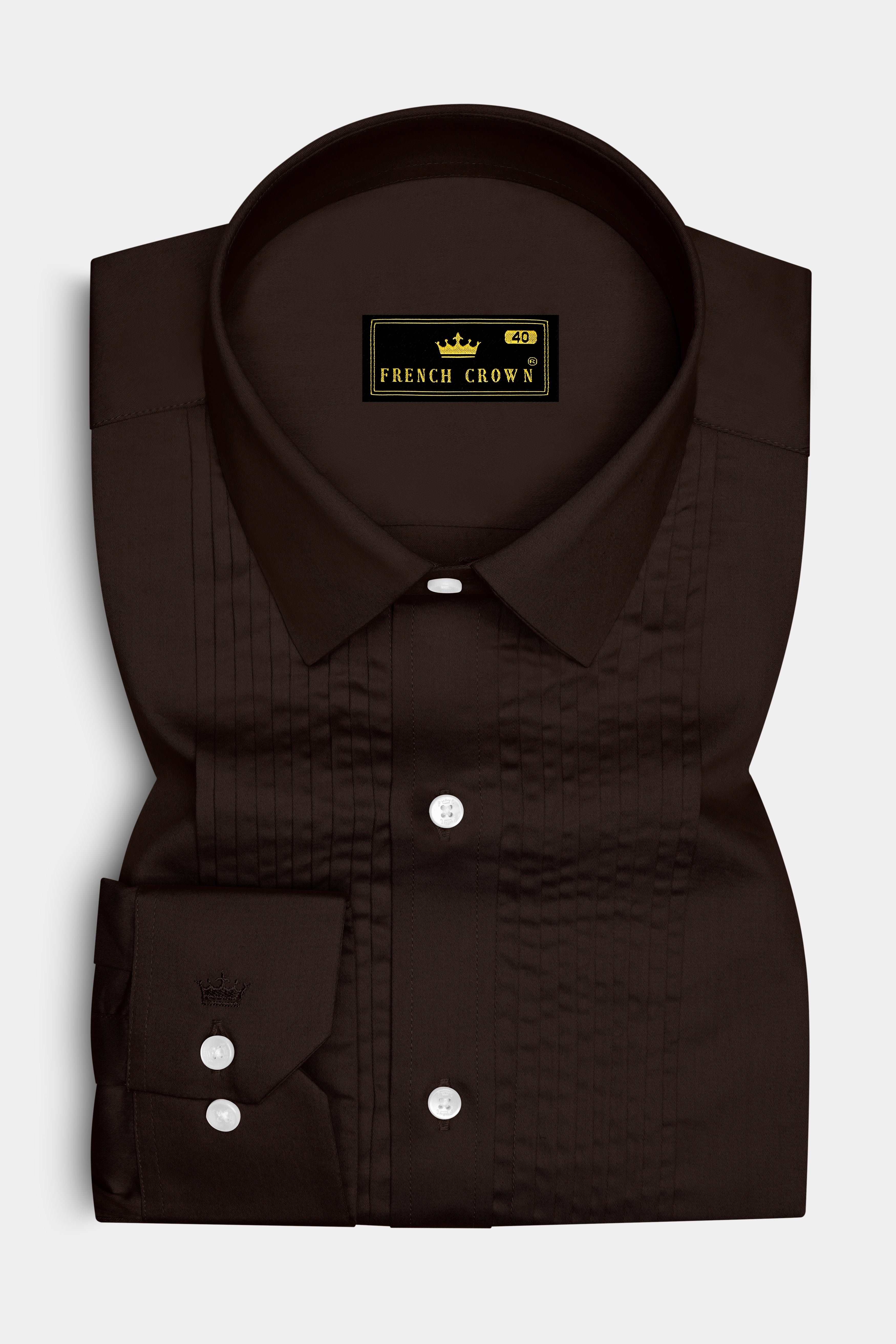 Umbero-Eternity Brown Subtle Sheen Super Soft Premium Cotton Tuxedo Dress Shirt