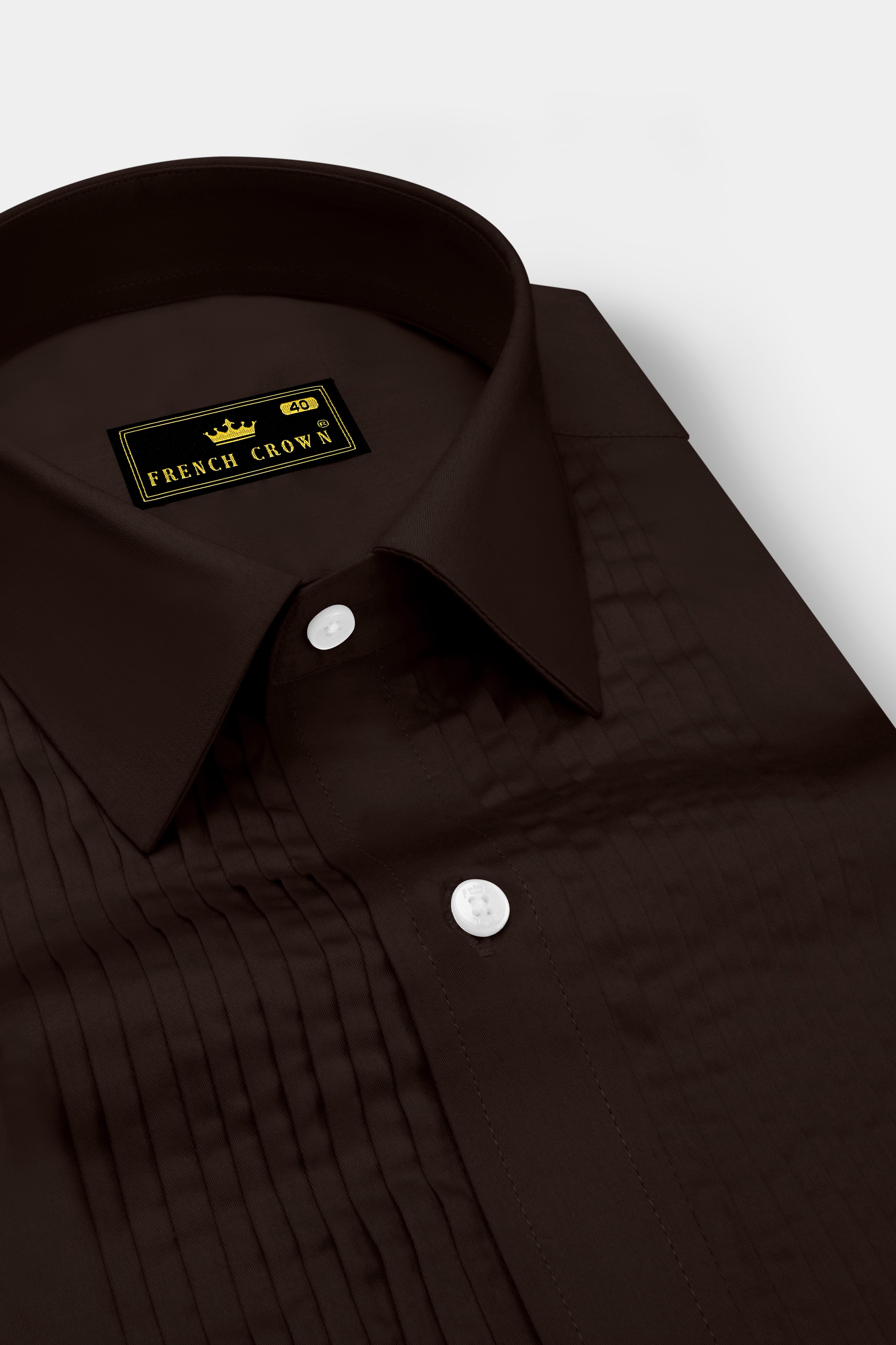 Umbero-Eternity Brown Subtle Sheen Super Soft Premium Cotton Tuxedo Dress Shirt