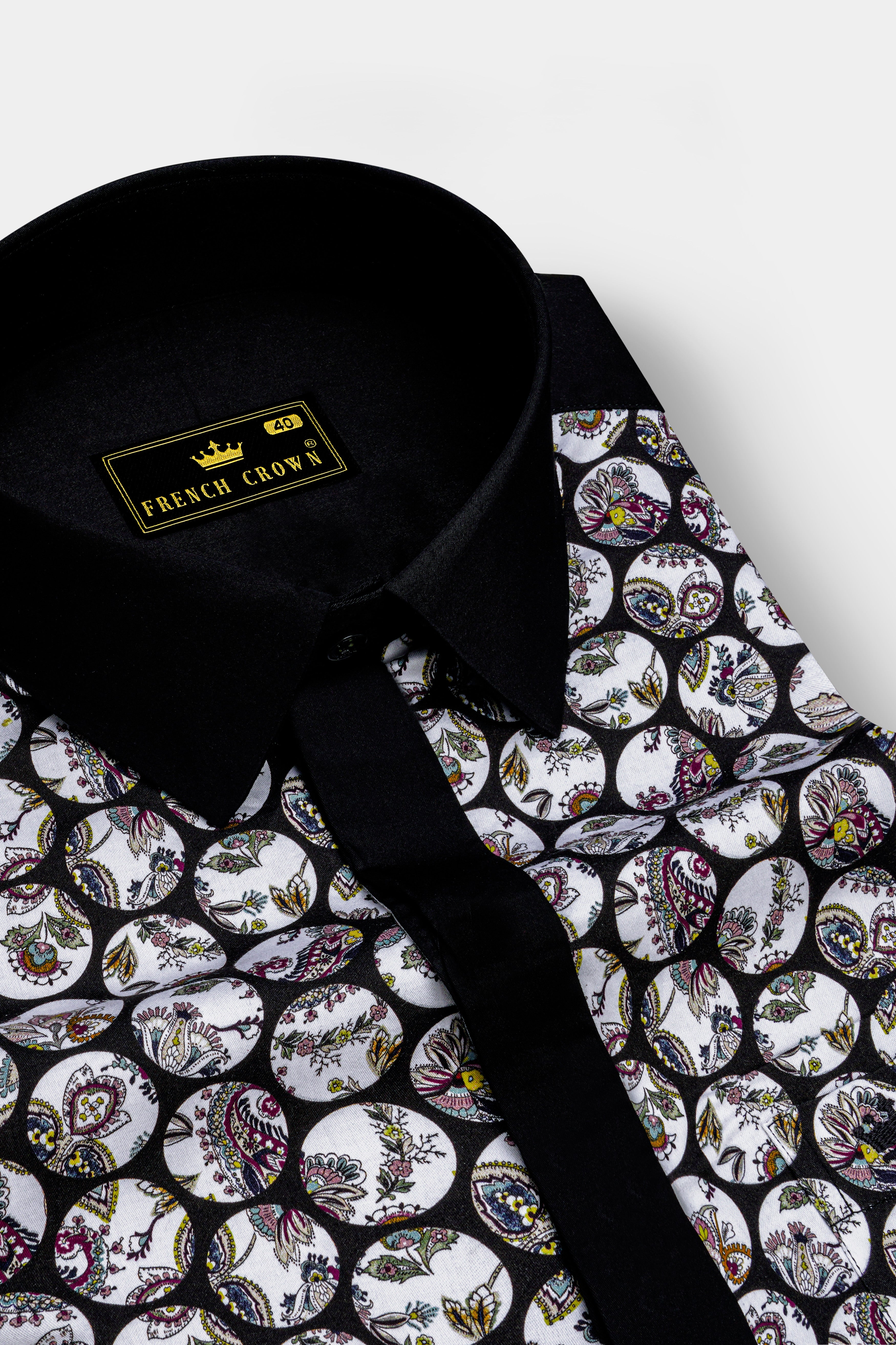 Obsidique-Jade Black Floral Medallion Printed Subtle Sheen Super Soft Designer Casual Shirt