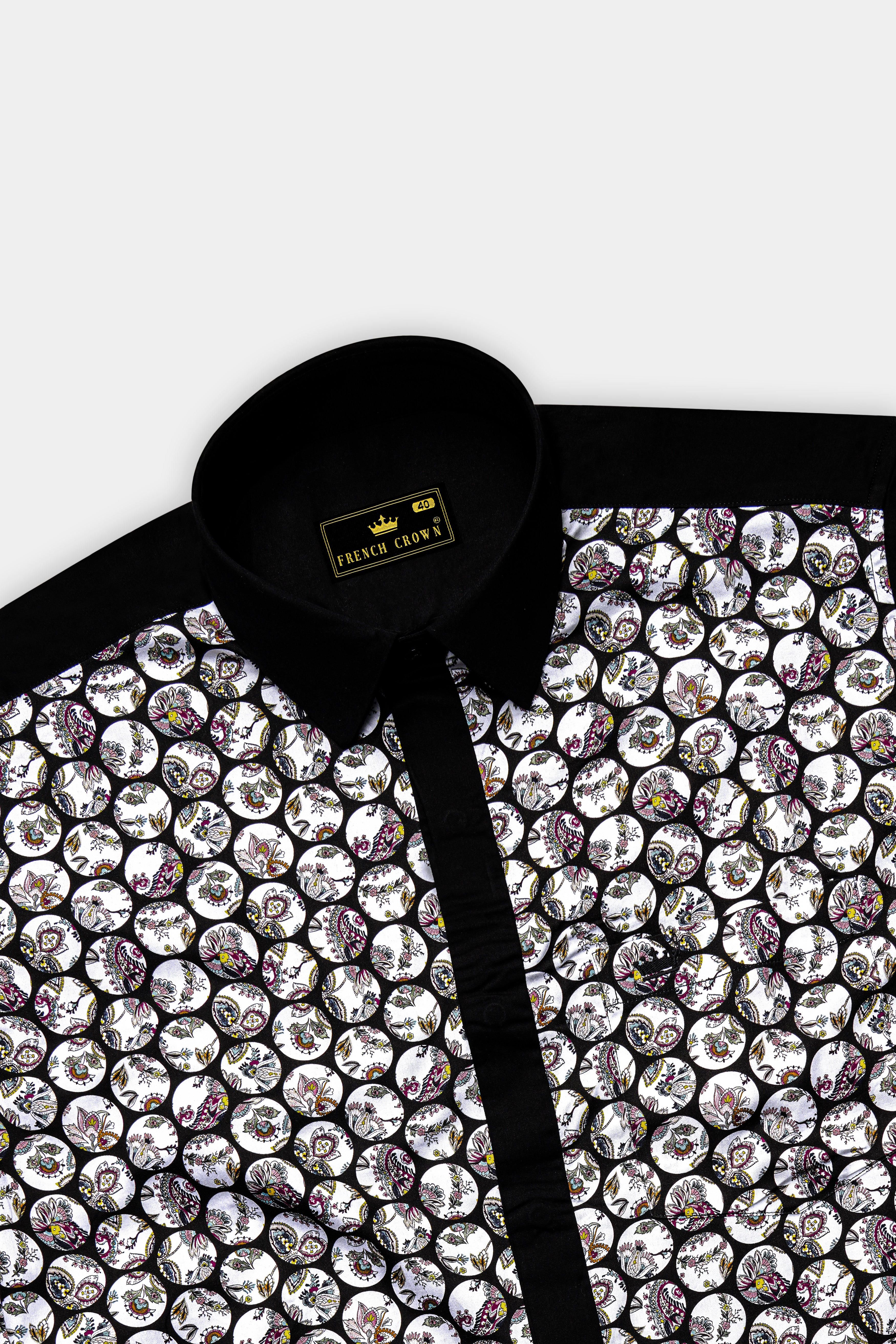 Obsidique-Jade Black Floral Medallion Printed Subtle Sheen Super Soft Designer Casual Shirt