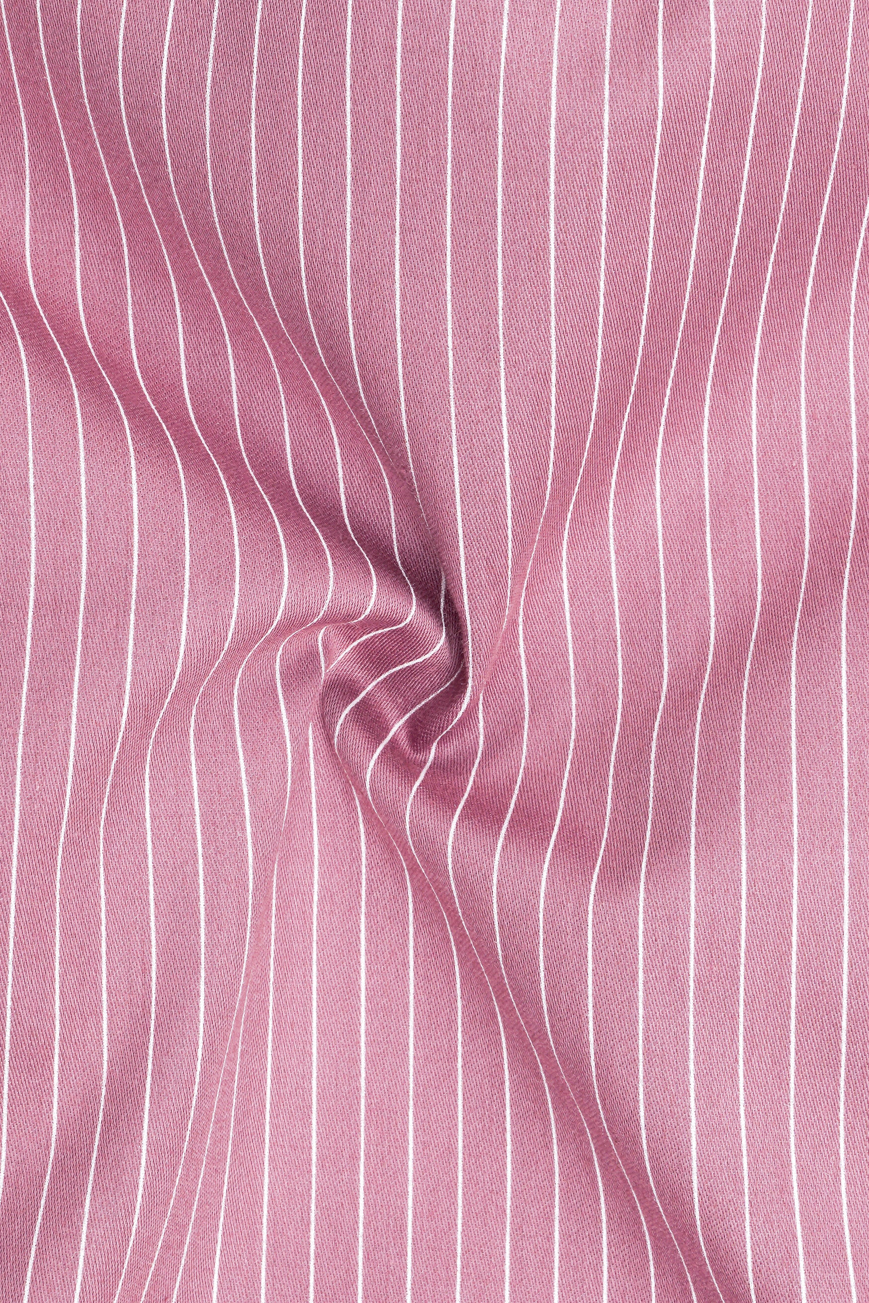 Blush-Bazaar Pink Pin Striped Subtle Sheen Super Soft Premium Cotton Dress White Cuff Collar Shirt
