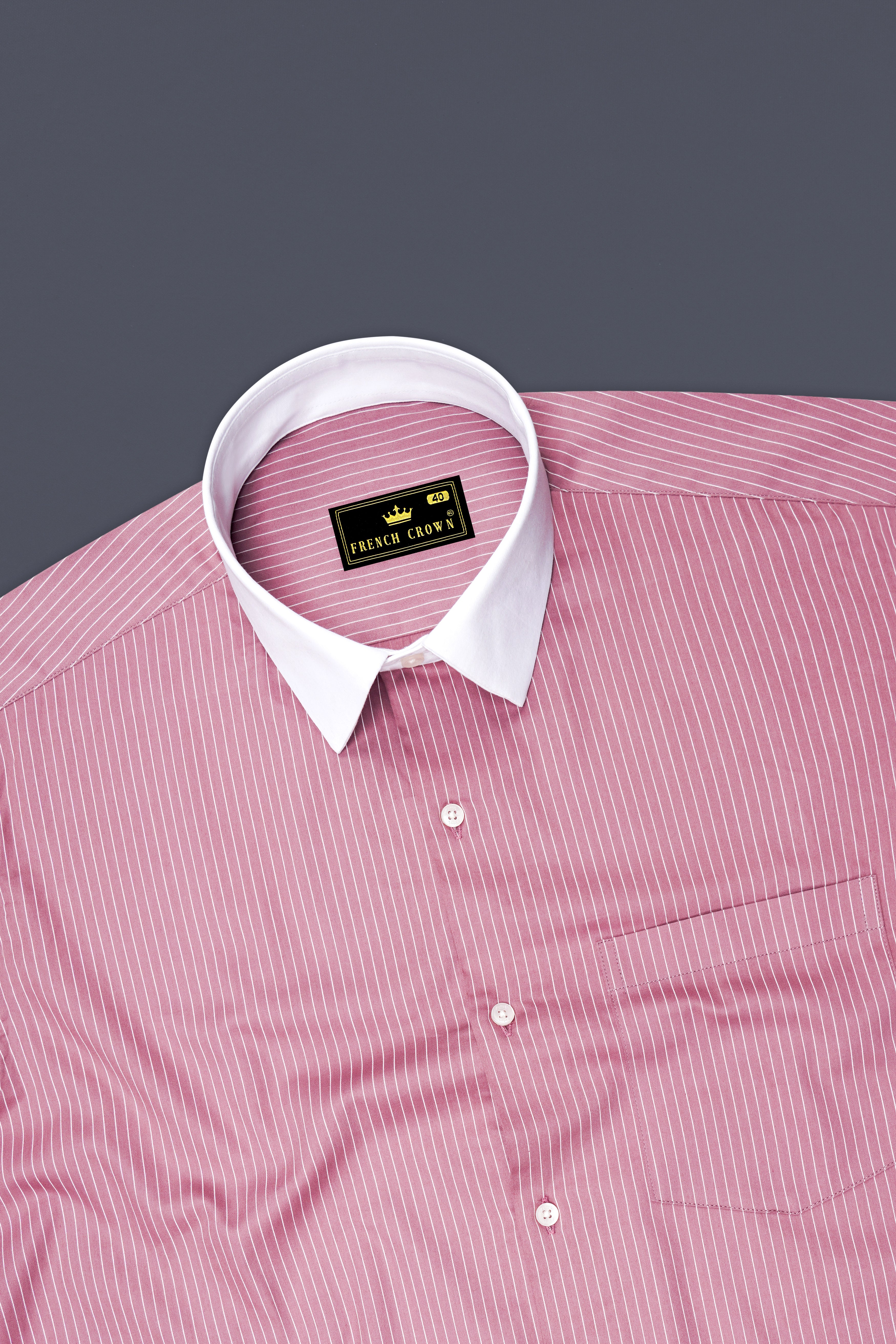 Blush-Bazaar Pink Pin Striped Subtle Sheen Super Soft Premium Cotton Dress White Cuff Collar Shirt