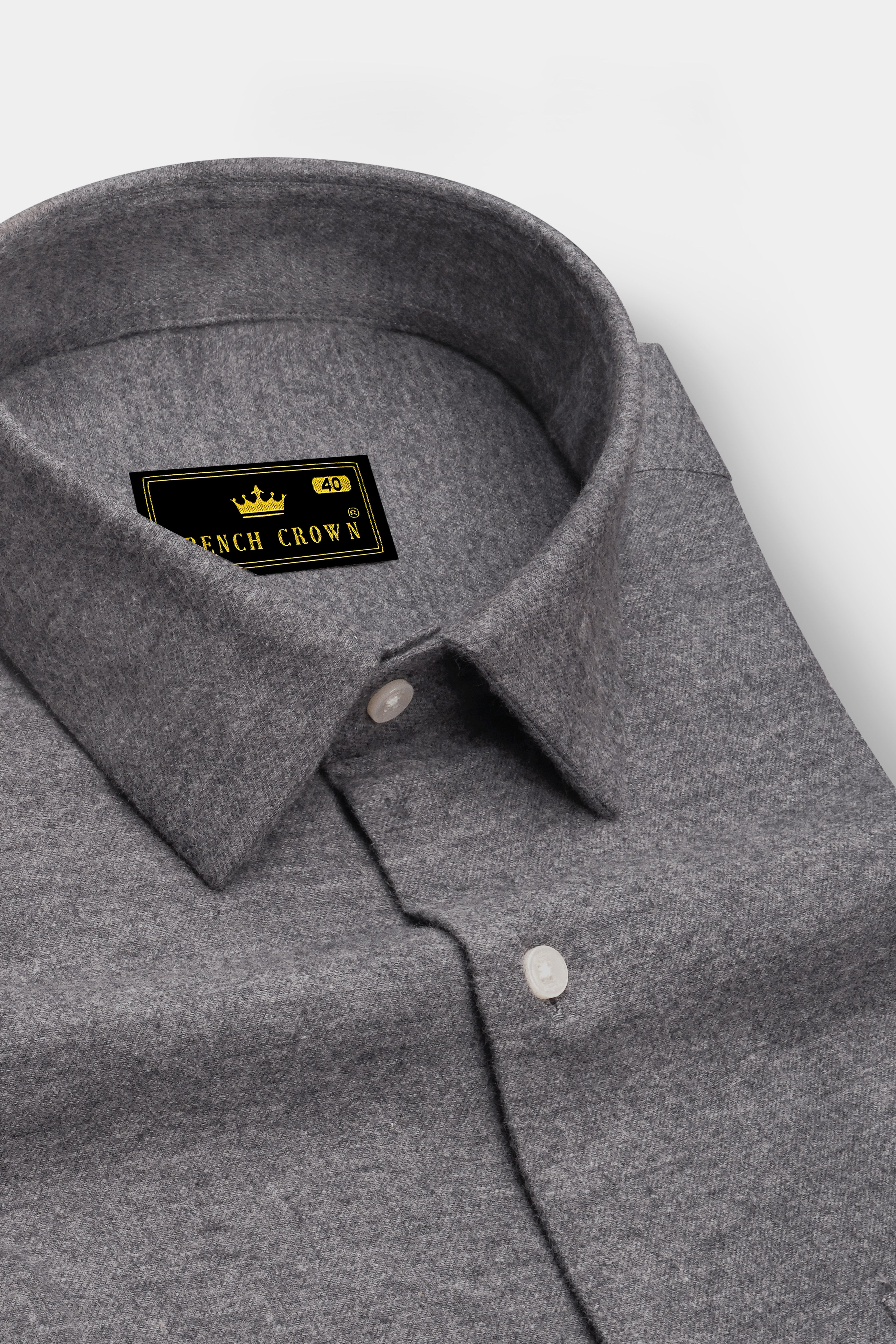 Velterra-Ironside Gray Textured Flannel Premium Cotton Casual Shirt