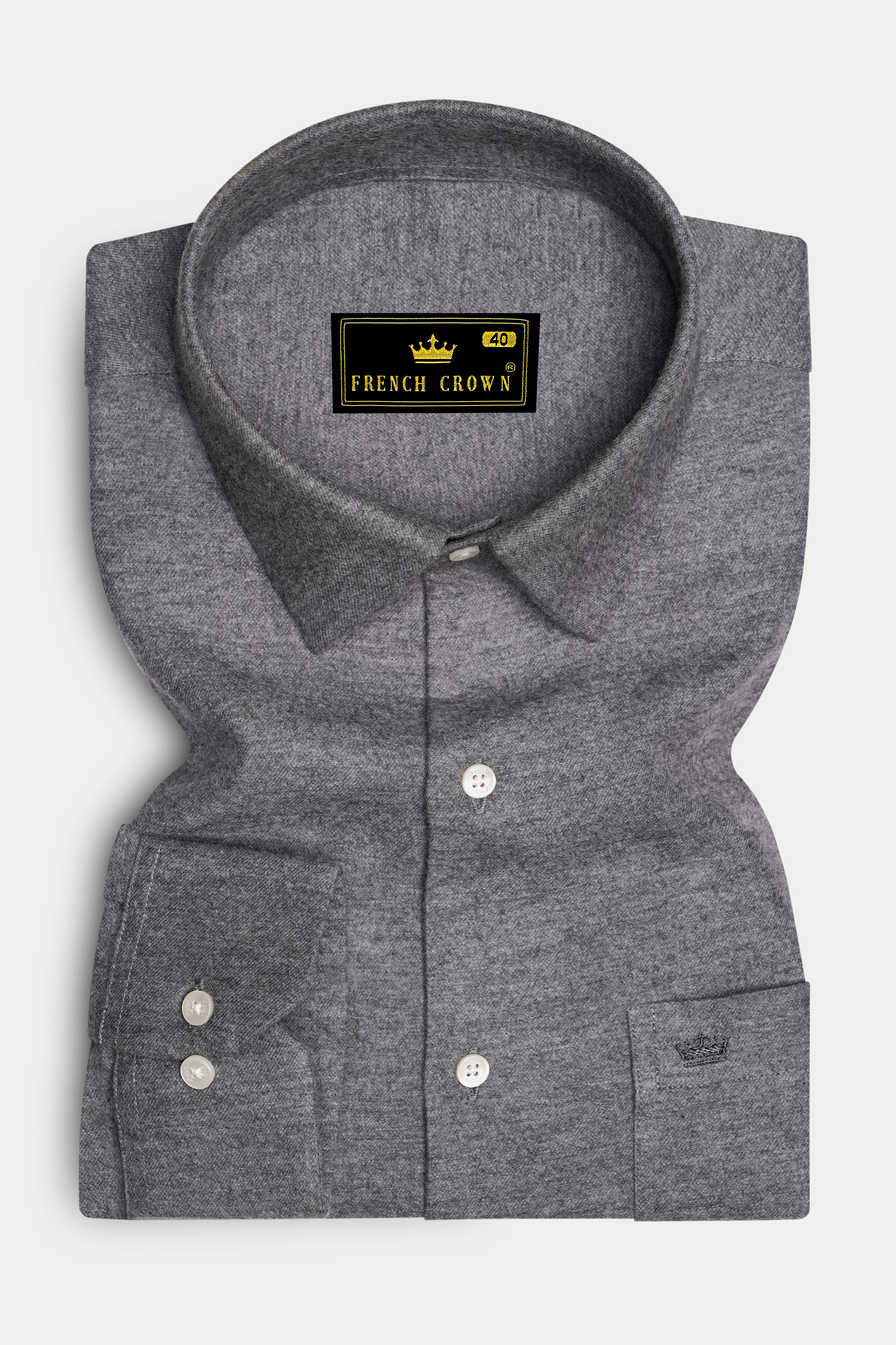 Velterra-Ironside Gray Textured Flannel Premium Cotton Casual Shirt