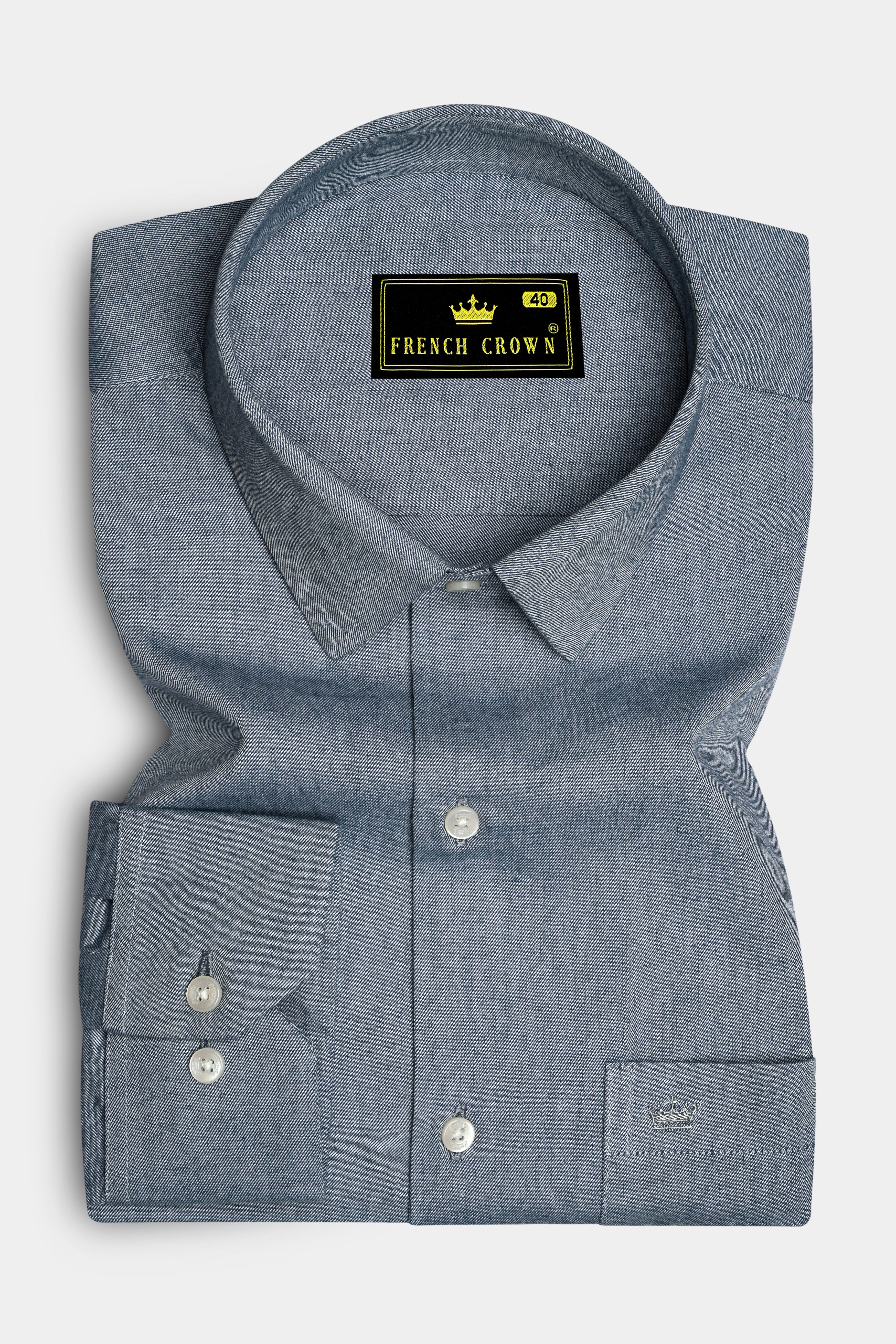 Griselon-Oslo Gray Textured Twill Premium Cotton Dress Shirt