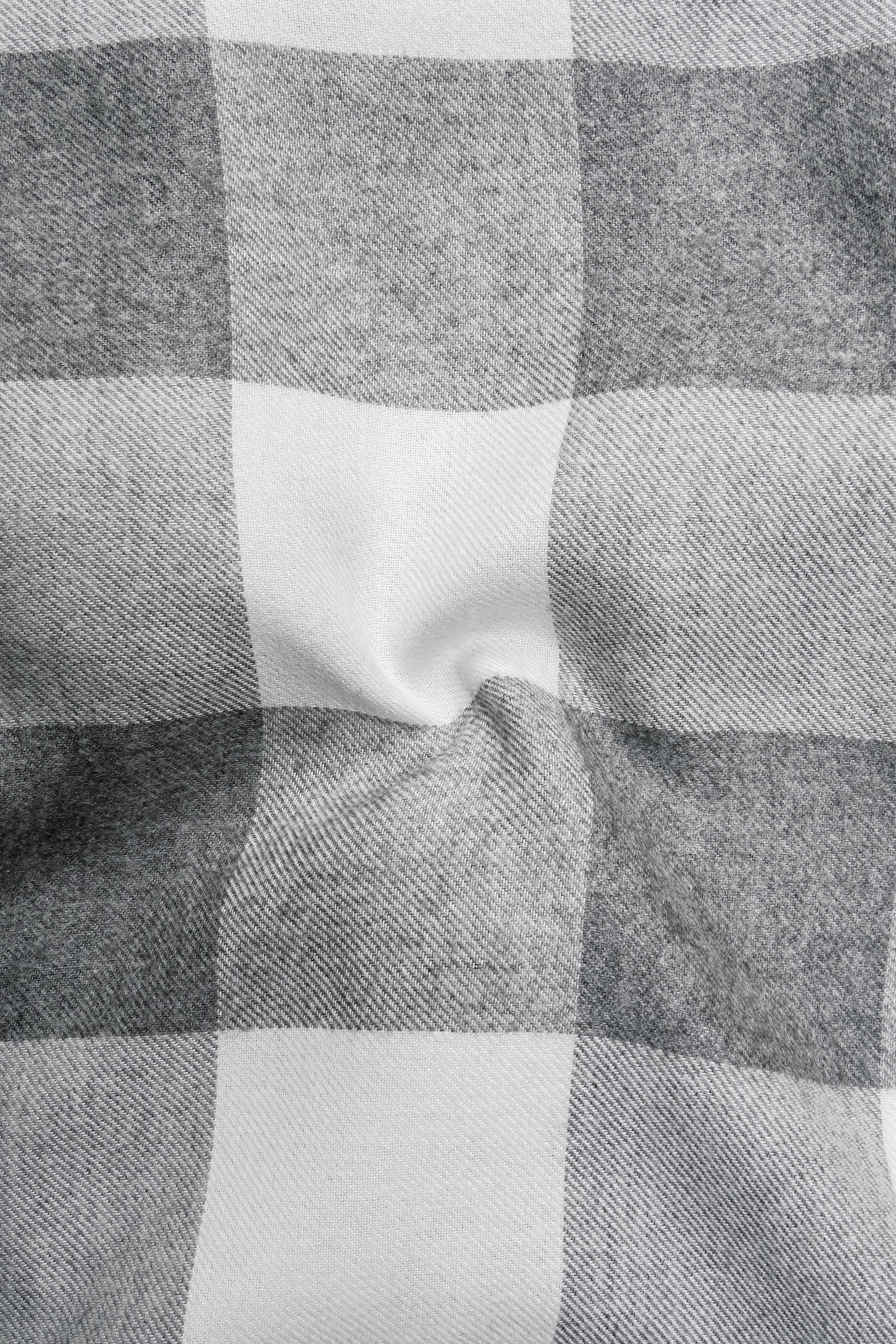 Crestvire-Regent Gray And Bright White Buffalo Plaid Super Soft Flannel Premium Cotton Casual Shirt