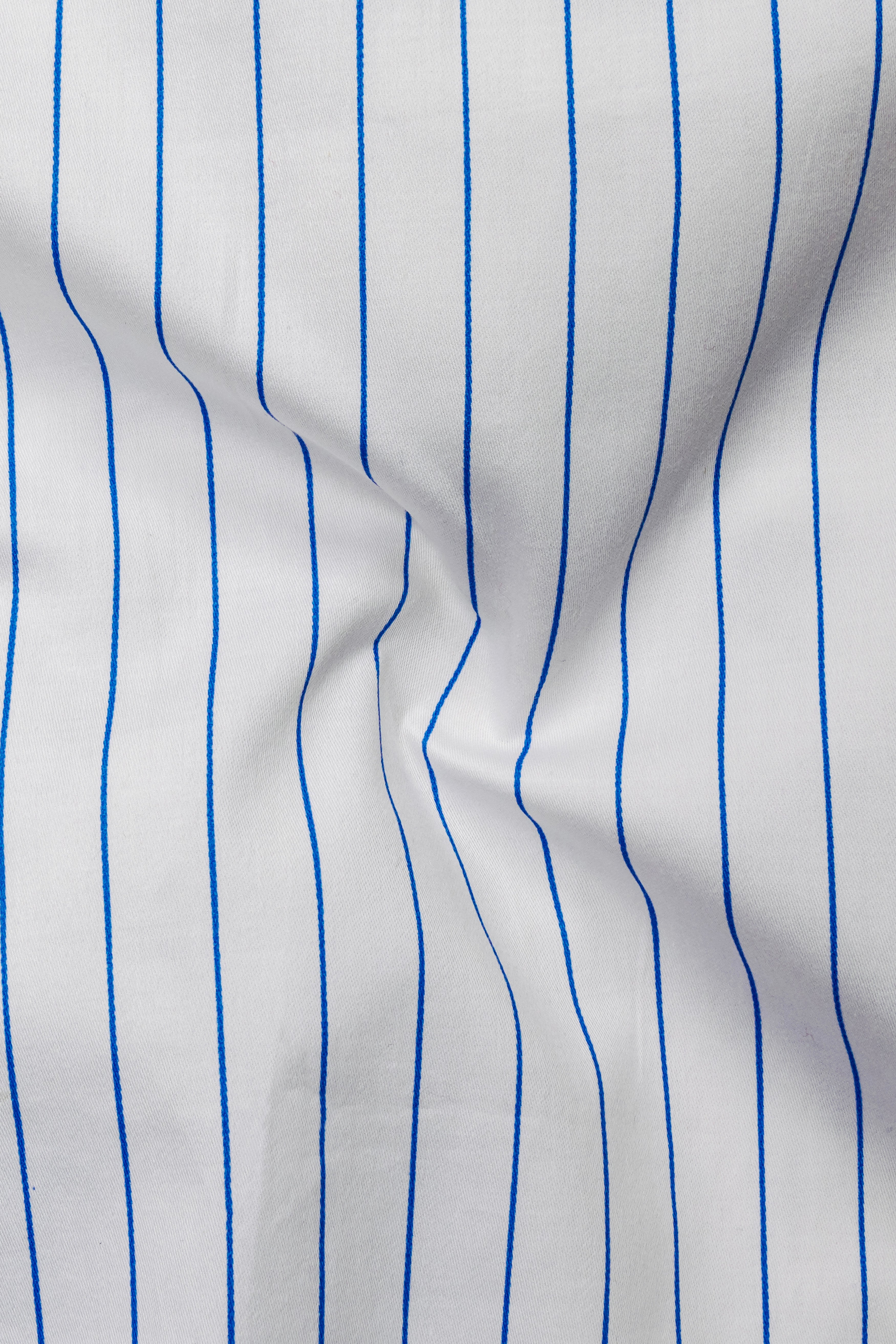 Azurline-Bright White And Havelock Blue Pin Striped Subtle Sheen Super Soft Premium Cotton Dress Shirt